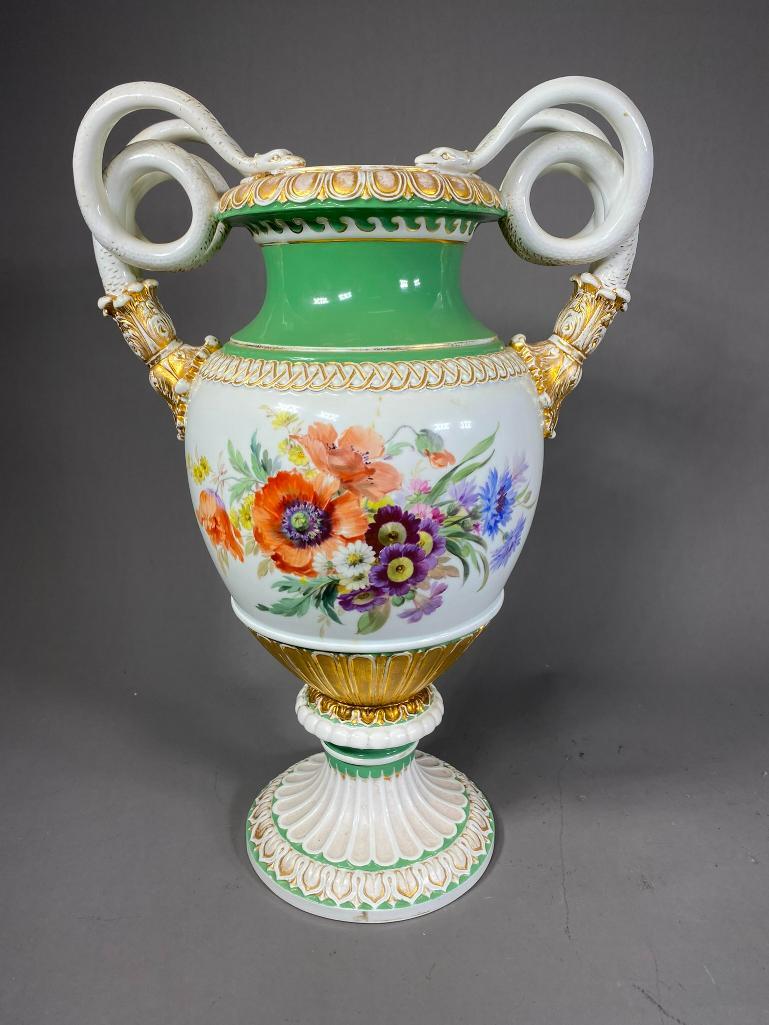19th c. Meissen Snake Handled Vase Large Size (1 of 12)