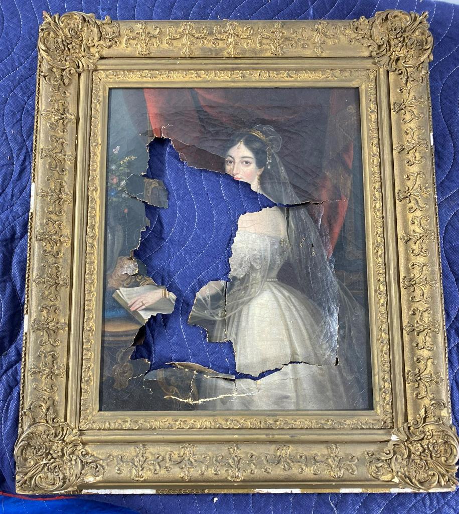 Early 19th century Oil on Canvas Painting-Damaged (1 of 11)