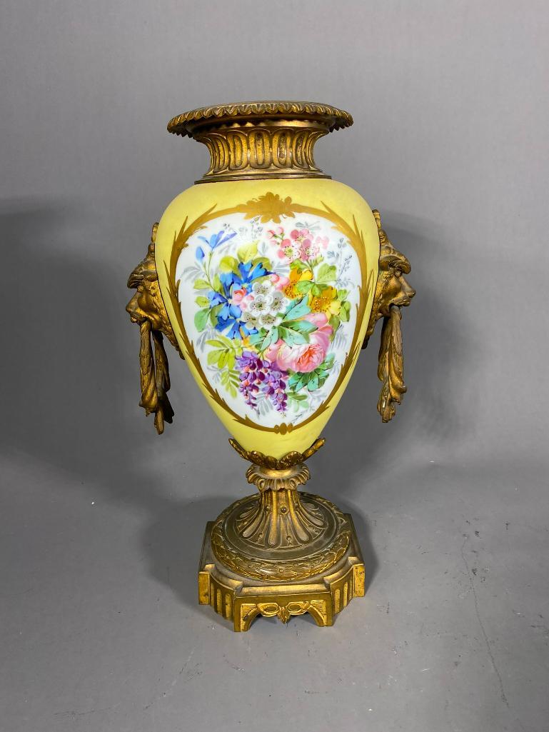 Antique Ormolu and Porcelain Urn with Lion Heads (1 of 10)