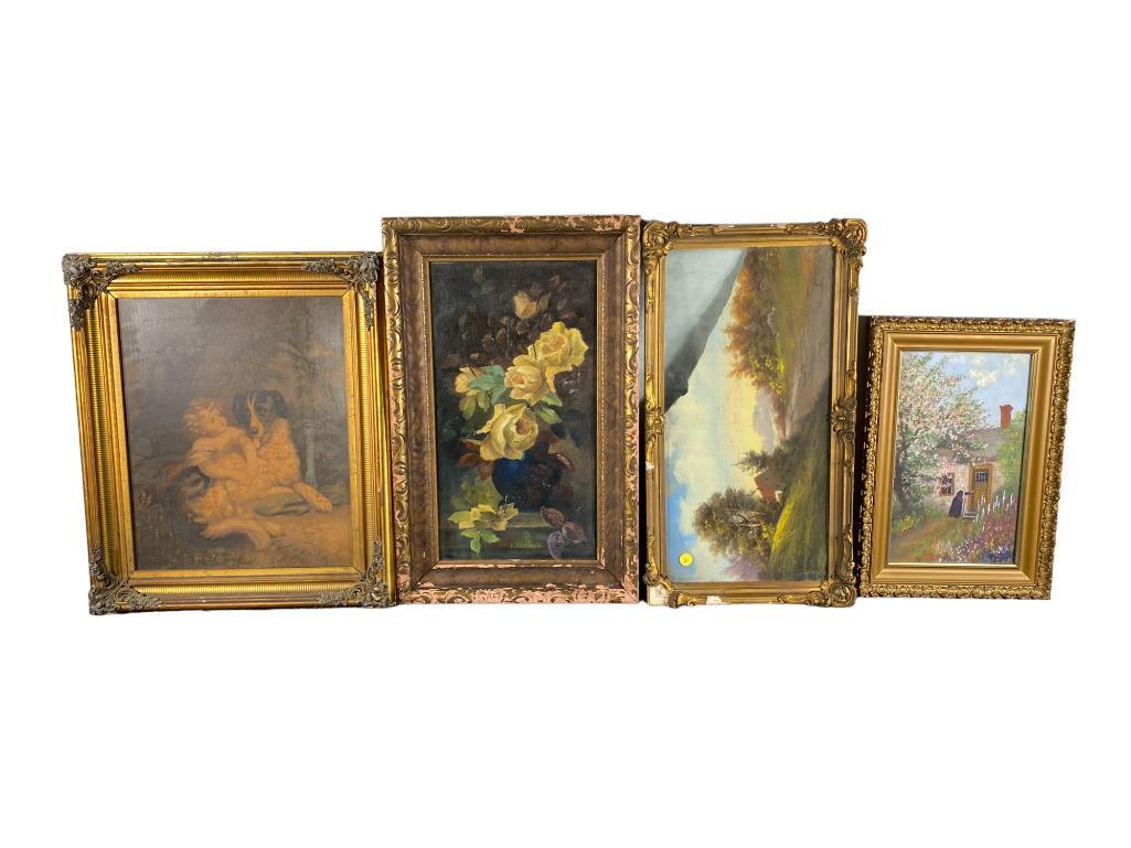 Group Lot Of 19th C. Framed Art Auction