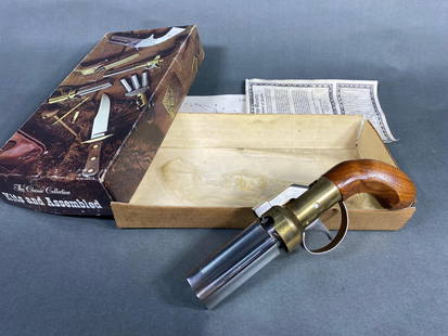 Ethan Allen Pepperbox Black Powder Pistol in Box: BRAND: Classic Collection MODEL: Pepperbox SERIAL: 14704 CALIBER/GAUGE: 36 CONDITION: Very good like new SIZE: 3.5" bbl length ***AN ATF BACKGROUND CHECK IS NOT REQUIRED, AND THIS CAN BE SHIPPED DIREC