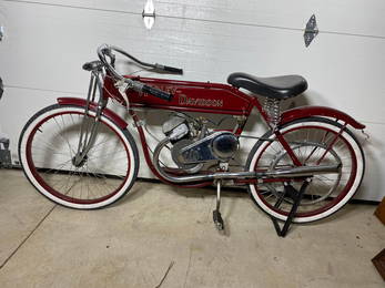 1910 Harley Davidson Replica Motorcycle with Whizzer Motor.