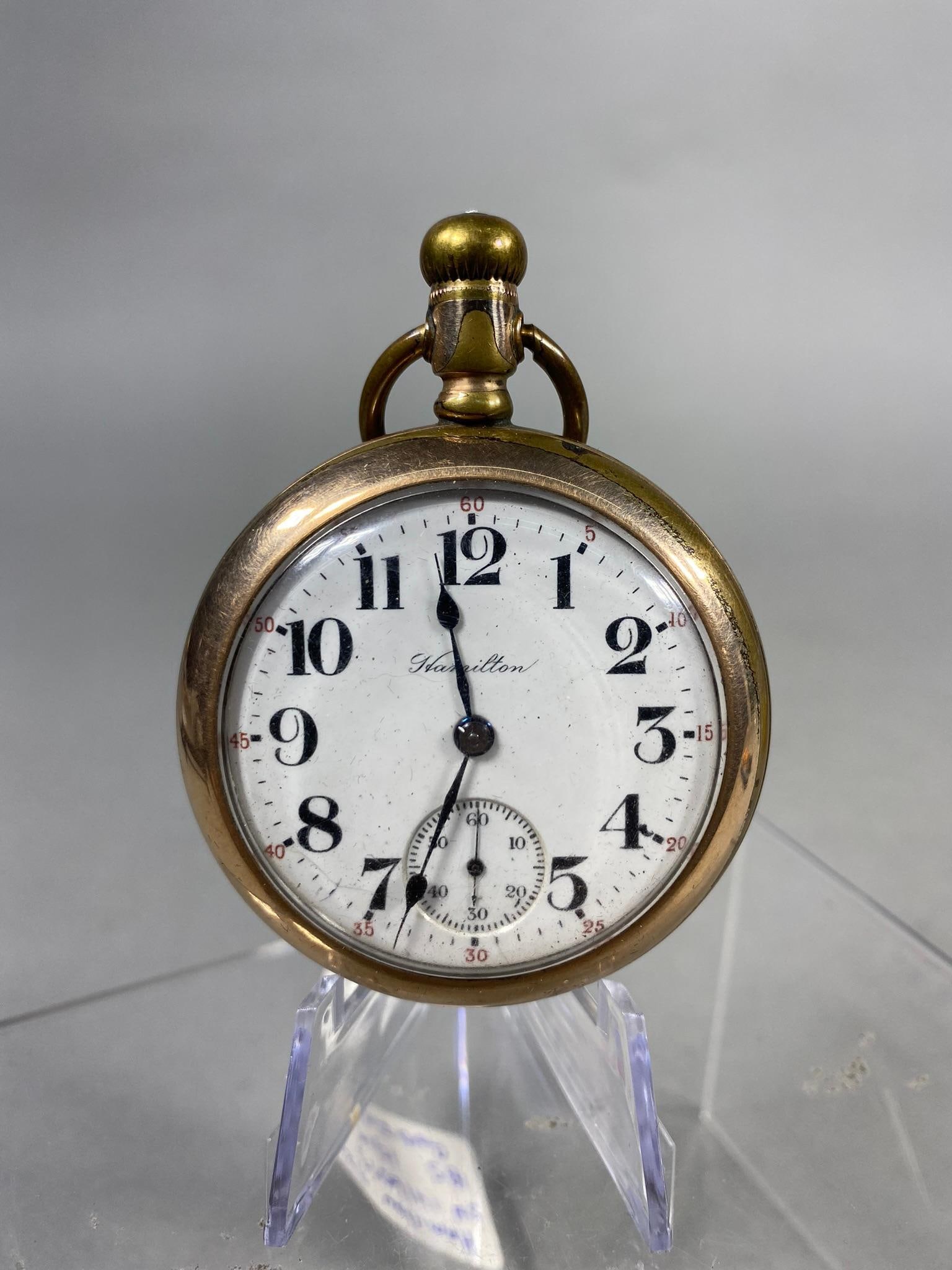 Hamilton Pocket Watch Gold Filled 17j 924 Mvmt 18 Size 1917. Auction