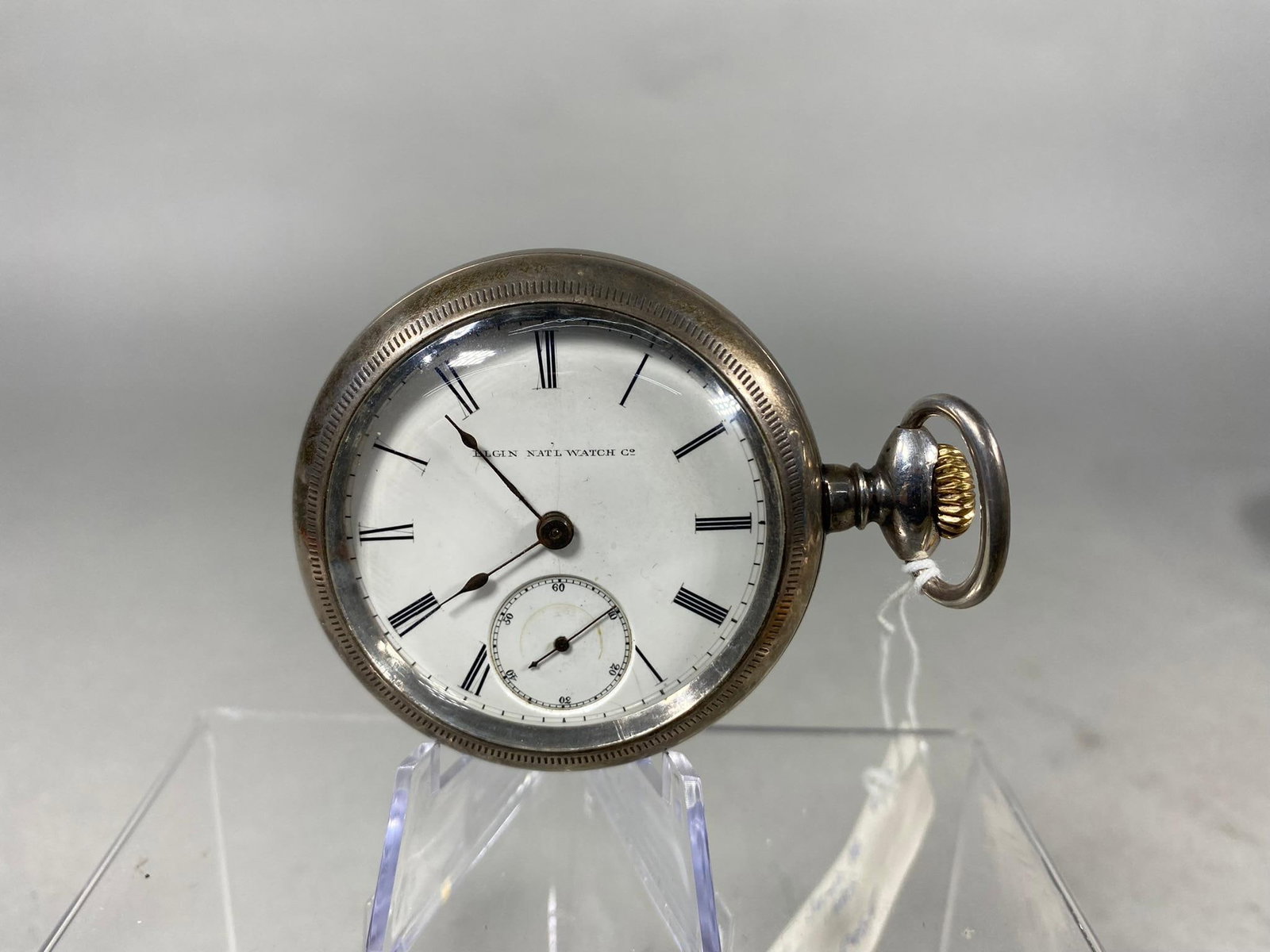Elgin Pocket Watch Sterling Silver Case 18 Size 11J Grade 88 Runs. (1 of 7)