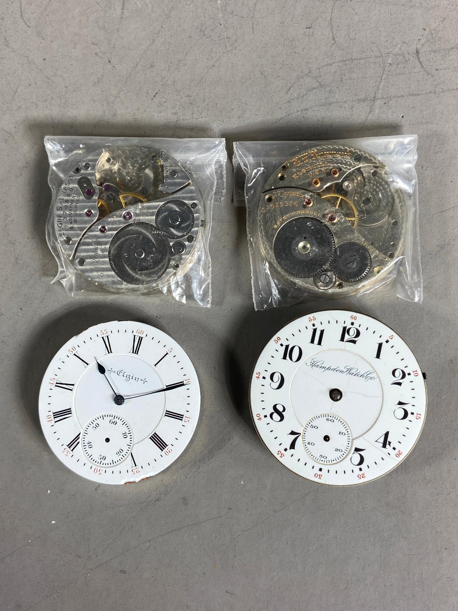 Lot of 4 Pocket Watch Movements.: Lot of 4 Pocket Watch Movements. In-house shipping is available. Pickup is Monday, December 18th from 12pm to 6pm and Tuesday, December 19th from 11am to 3pm in Carroll, Ohio 43112 or we will provide 