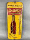 Vintage Dr. Pepper Metal Advertising Thermometer.