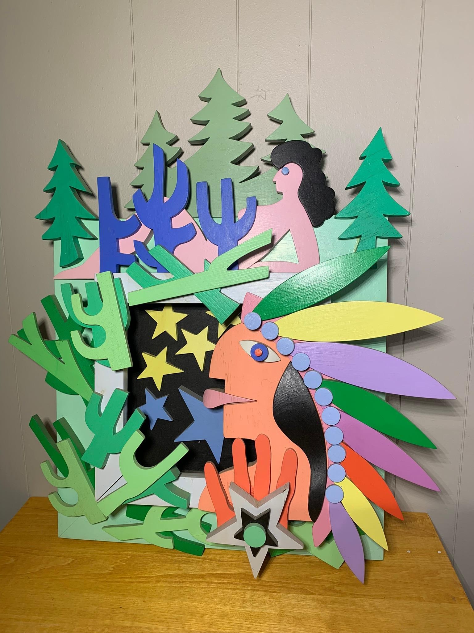 Whimsical Wooden Art Piece Signed: Whimsical Wooden Art Piece Signed. LiveAuctioneers gives us up to 20 photos, to see many more photos of most lots find this sale on Proxibid, where we can post up to 100 images. 24 inches Wide x 28 in