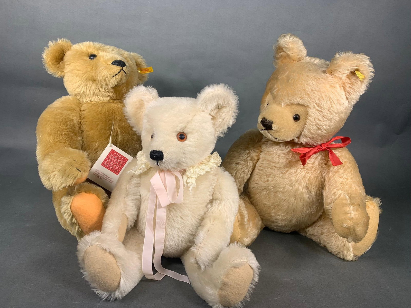 3 Vintage Steiff Bears: 3 Vintage Steiff Bears. To see up to 100 photos of this lot, please find this sale on LiveAuctioneers. In-house shipping is available. Pickup is Friday, April 5th from 12pm to 7pm in Carroll, Ohio 431