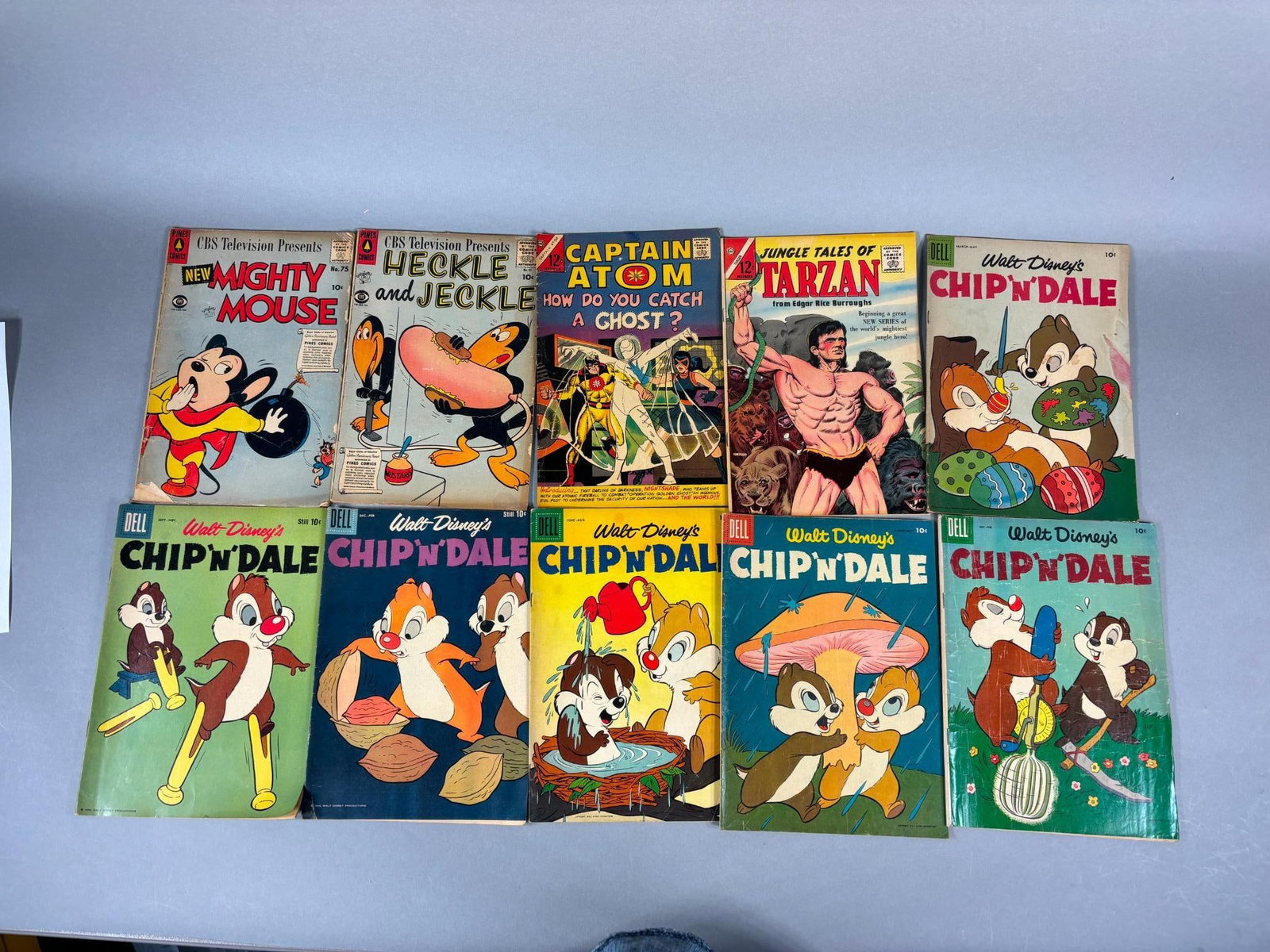 Group Lot of 10 Vintage Comic Books 10 cent, 12 cent Atom, Disney, Mighty Mouse: Group Lot of 10 Vintage Comic Books 10 cent, 12 cent Atom, Disney, Mighty Mouse. To see up to 100 photos of this lot, please find this sale on LiveAuctioneers. In-house shipping is available. Pickup i