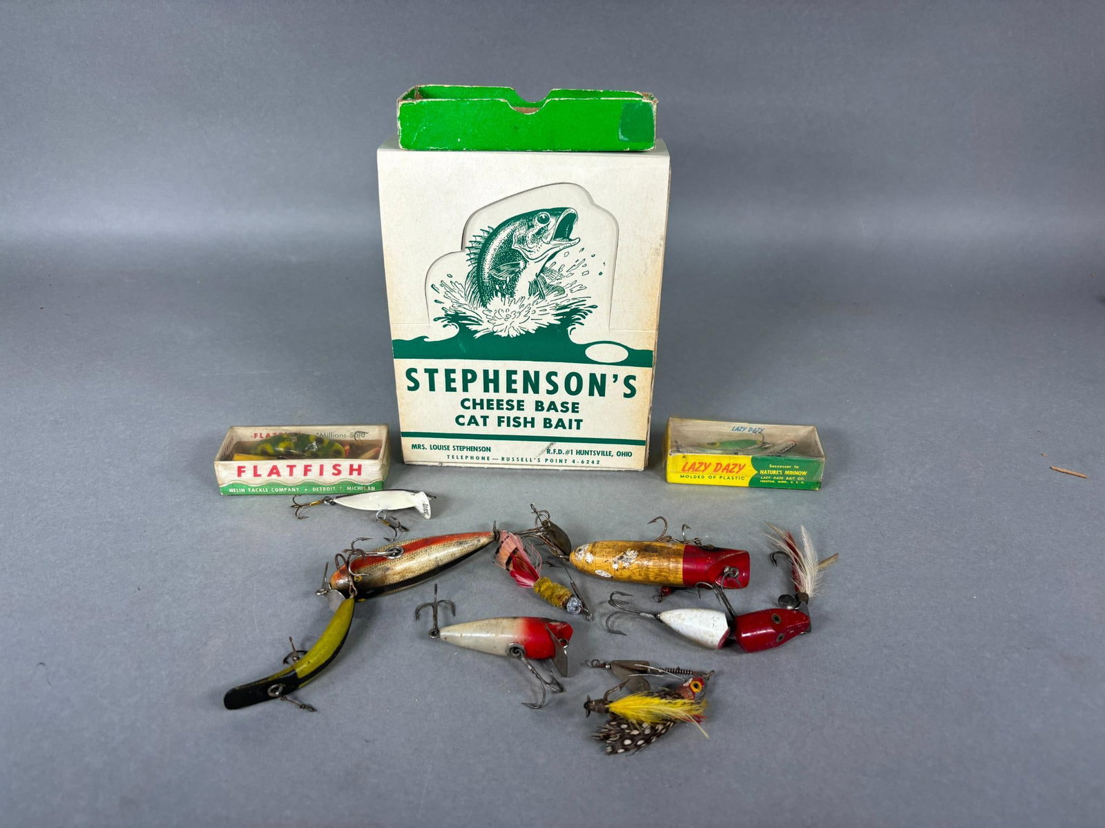 Group Lot of Antique Fishing Lures and More: Group Lot of Antique Fishing Lures and More. To see up to 100 photos of this lot, please find this sale on LiveAuctioneers. In-house shipping is available. Pickup is Friday, April 5th from 12pm to 7pm