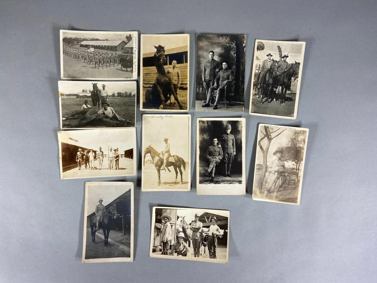 7TH U.S. CAVALRY PHOTO LOT PHILIPPINES INSURGENCY: Lot of 11 real photo postcards depicting troopers of the 7th United States Cavalry in the Philippines The 7th US Cavalry served in the Philippine Islands from 1904-1907 and 1911-1915 and conducted cou