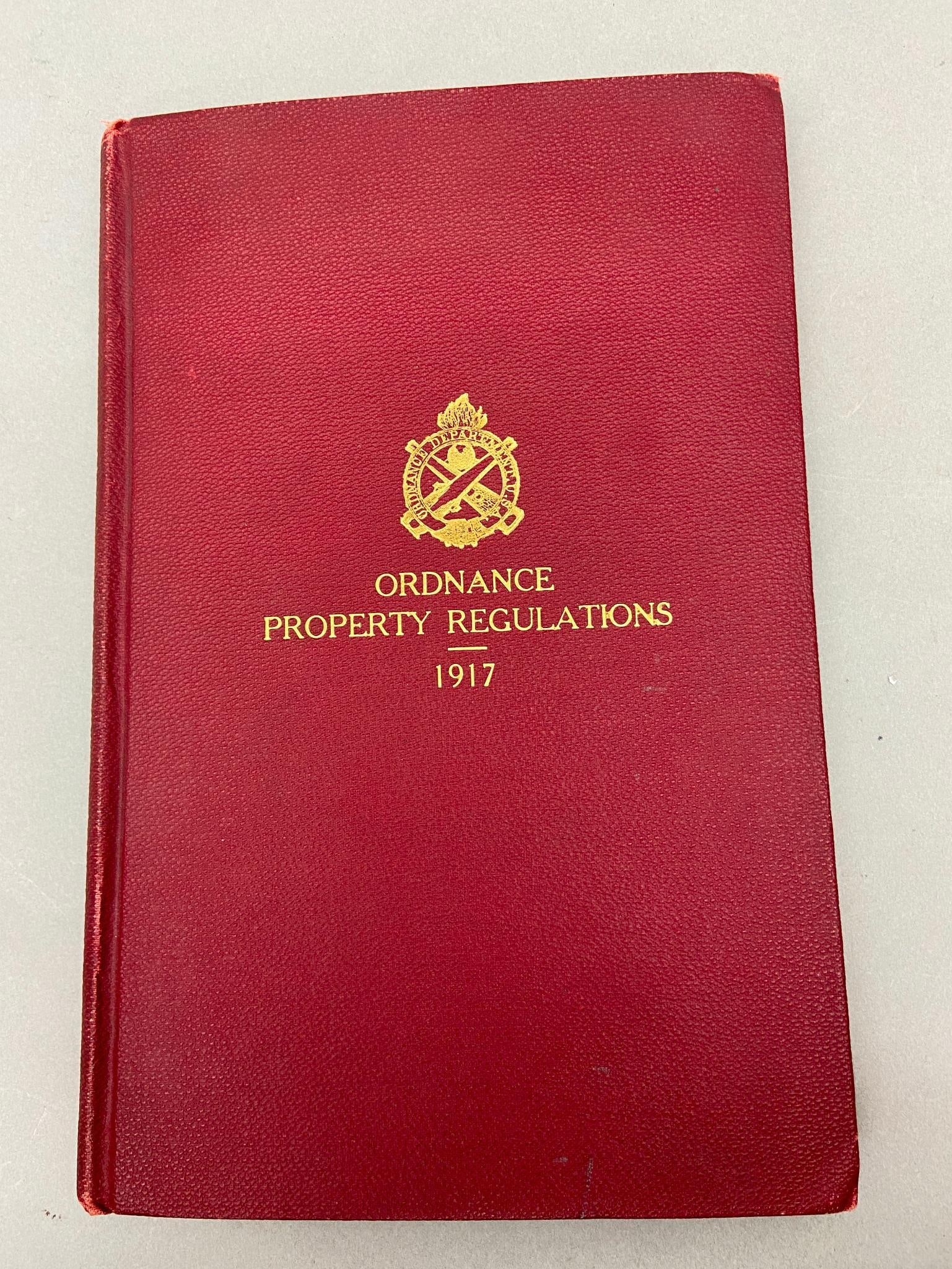WWI 306TH AERO SQUADRON ORDNANCE REGS MANUAL: World War One Ordnance Property Regulations 1917 manual signed on the fly page "Property of 306 Aero Squadron".There is a name above that notation. This manual was printed in Washington D.C.1918 by Th