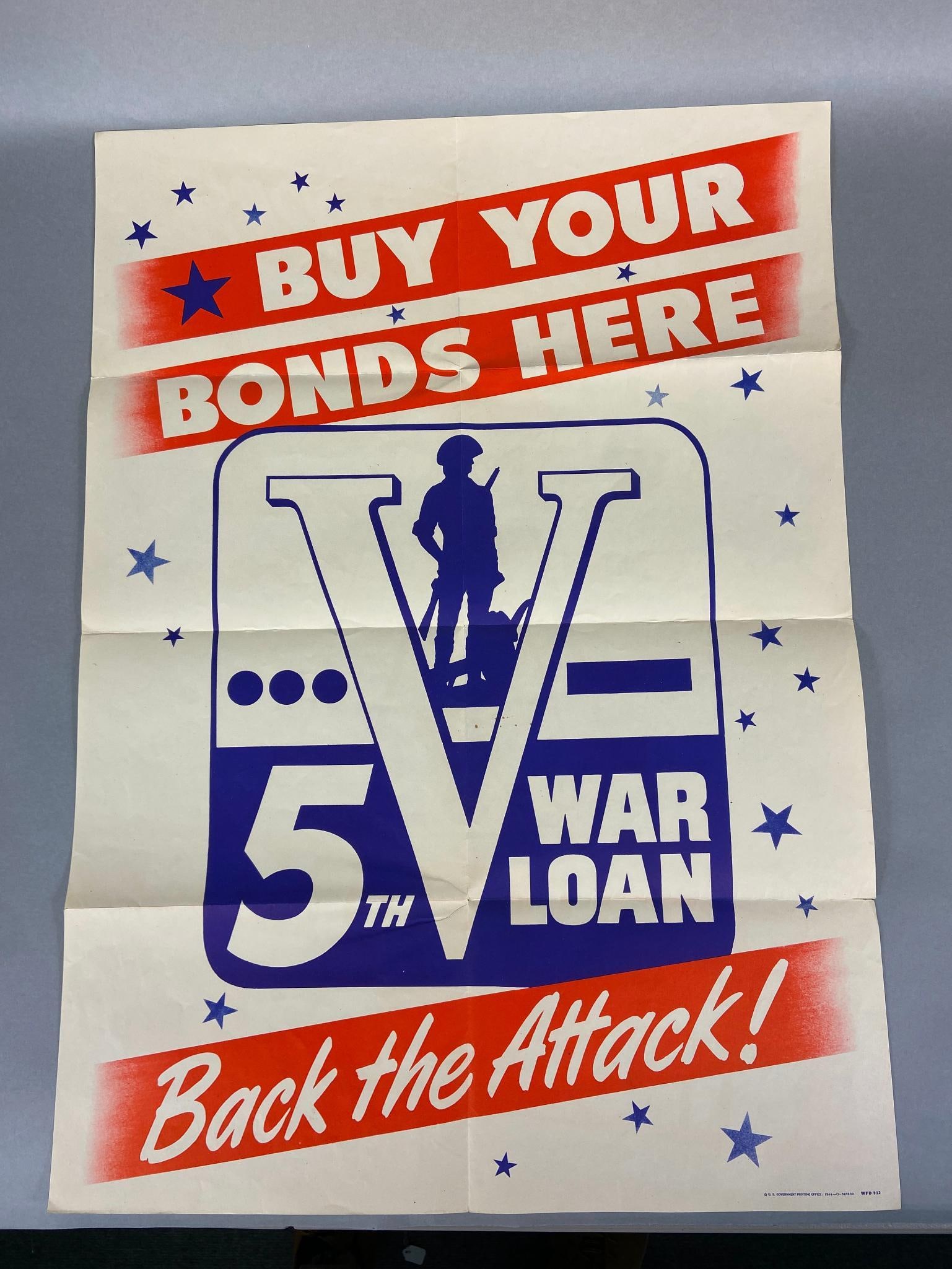 WWII 1942 BUY U.S. WAR STAMPS BONDS POSTER: World War Two "Buy U.S. War Stamps Bonds poster titled "Even a little can help a lot - NOW". ". Artwork by Alfred Parker. Minor edge wear and staple holes at the top. In-house shipping is available. P