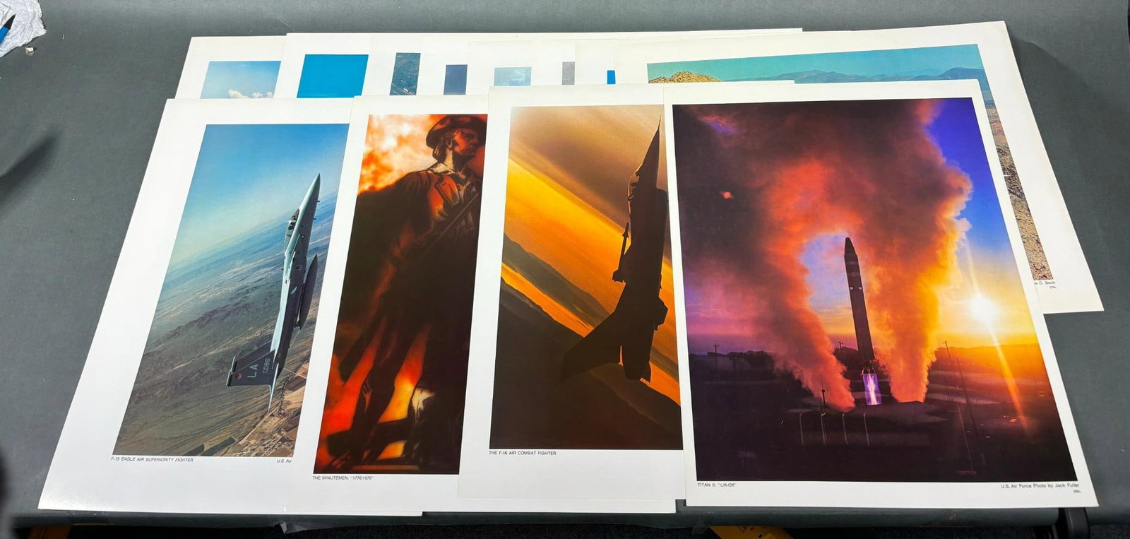 U.S. AIR FORCE LITHOGRAPH SERIES SET # 25: The United States Air Force Lithograph series set # 25. This set consists of 12 lithographs, each measuring 17.3" x 22". This set was published in 1976 by the U.S. Dept. of Defense, Dept. of the Air F