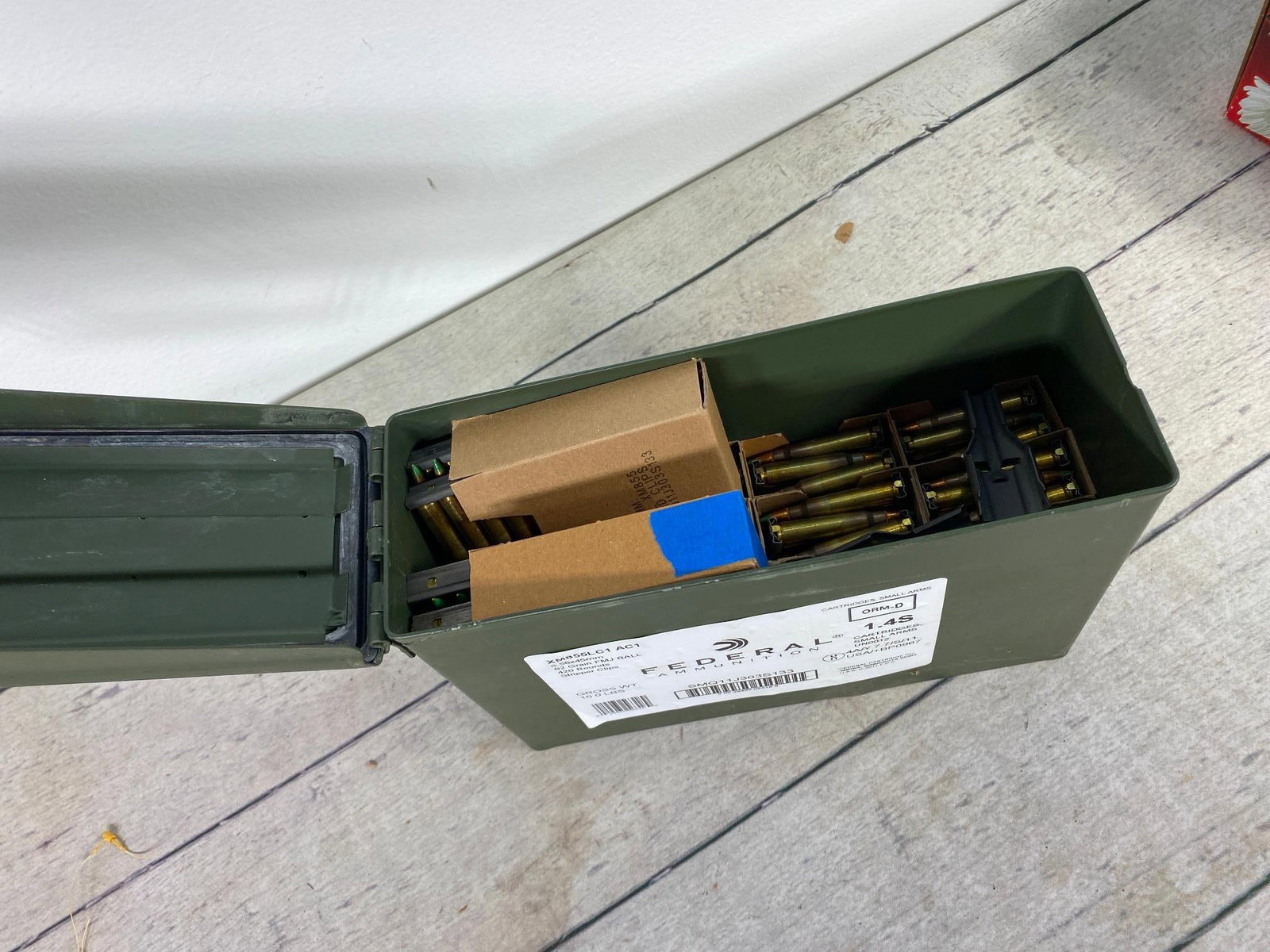 Metal Ammo Can with Ammo - 420 Rounds Green Tip 5.56: In-house shipping is available. Pickup is Tuesday, June 4th from 1 pm to 7 pm and Wednesday, June 5 from 11 am to 3 pm at our offices in Carroll, OH 43112 or we will provide in-house shipping for this