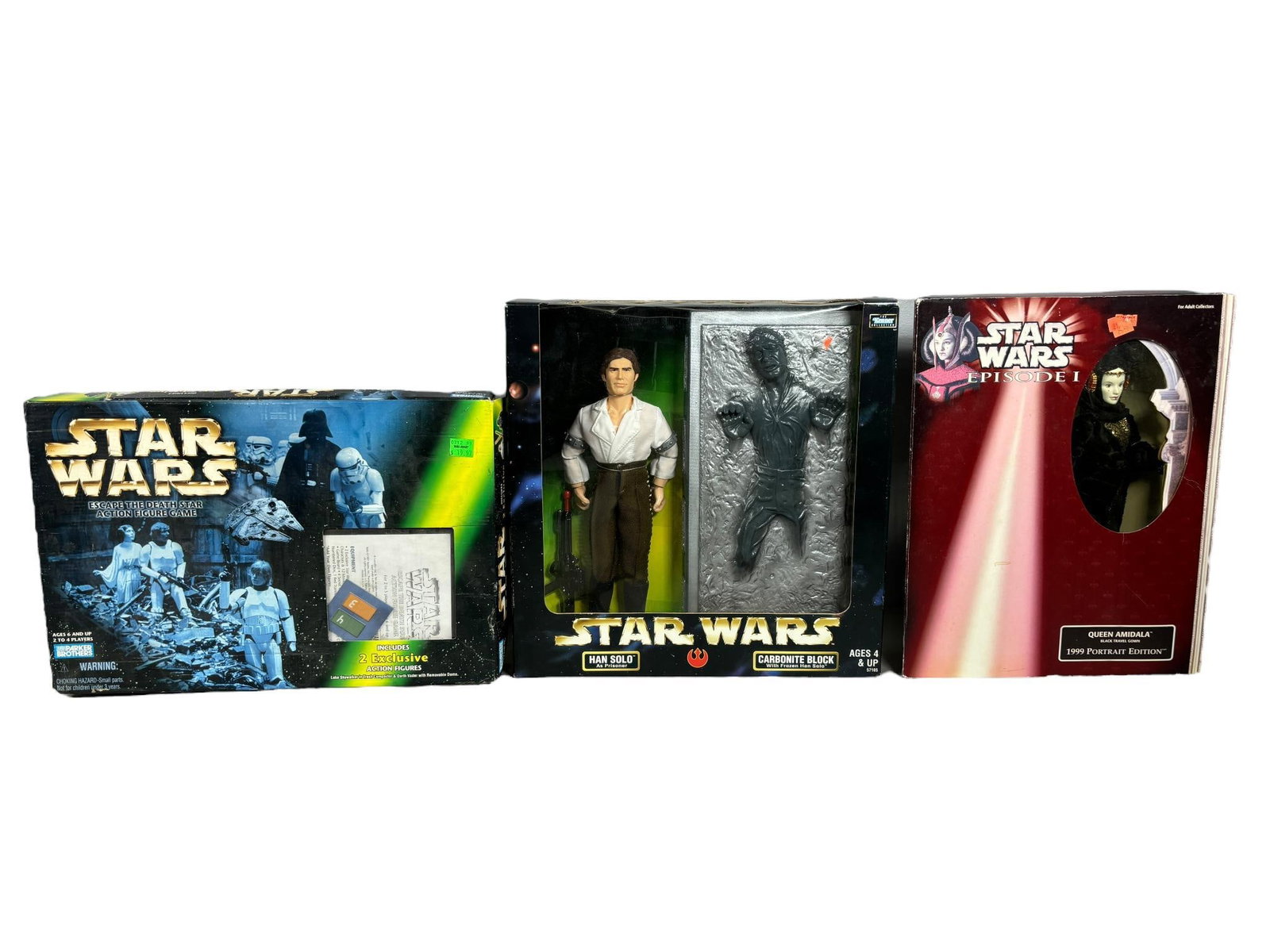 Star Wars Board Game and 2 Figures: In Boxes. In-house shipping is available. Pickup is Tuesday, June 4th from 1 pm to 7 pm and Wednesday, June 5 from 11 am to 3 pm at our offices in Carroll, OH 43112 or we will provide in-house shippin