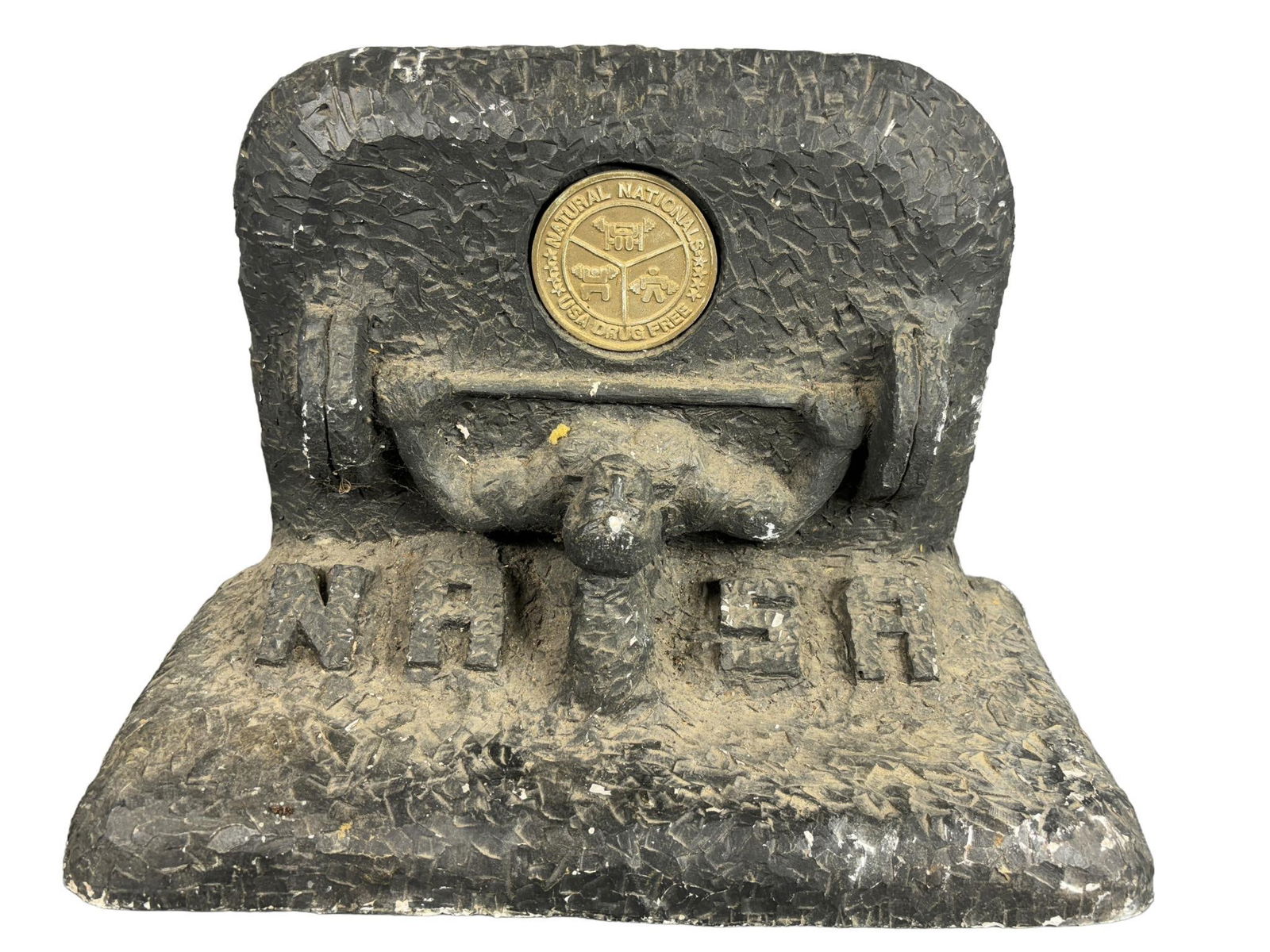 Vintage Plaster Weightlifting Theme Door Stop: In-house shipping is available. Pickup is Tuesday, June 4th from 1 pm to 7 pm and Wednesday, June 5 from 11 am to 3 pm at our offices in Carroll, OH 43112 or we will provide in-house shipping for this