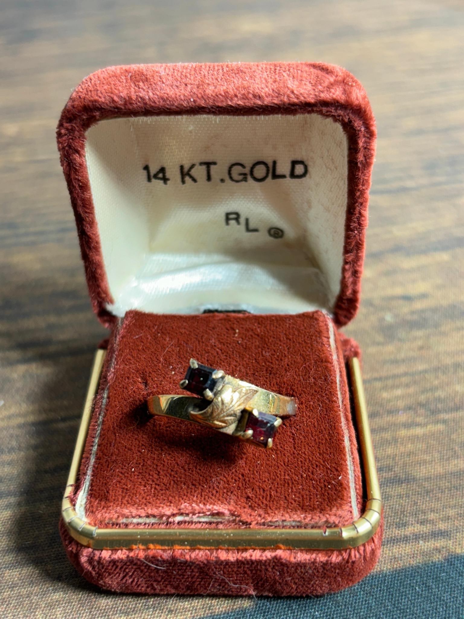 Early 14k gold and Garnet Ring 4.8 Grams Size 8: In-house shipping is available. Pickup is Friday, August 9th from 11 am to 7 pm at our offices in Carroll, OH 43112 or we will provide in-house shipping for this item. Once packed up we will send you 