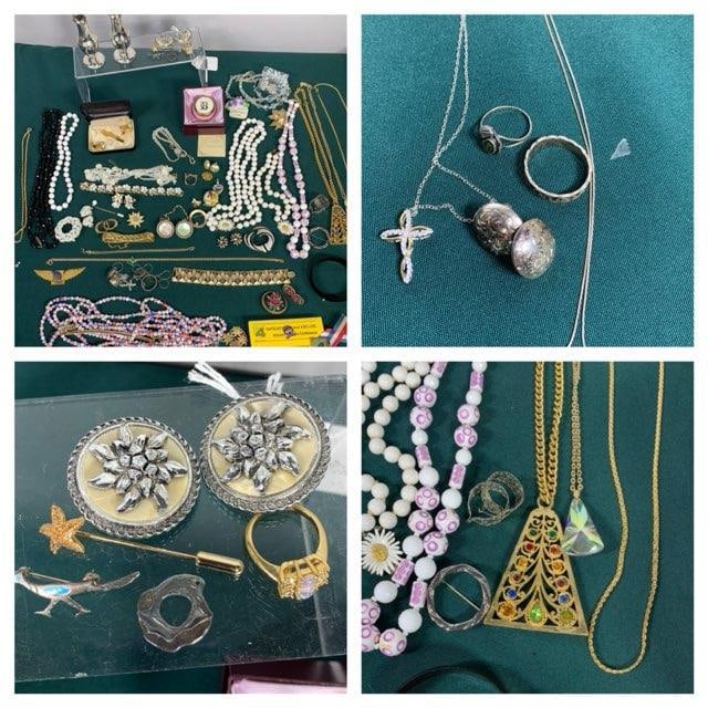 Large Lot of Vintage Costume Jewelry including Sterling Silver: In-house shipping is available. Pickup is Friday, August 9th from 11 am to 7 pm at our offices in Carroll, OH 43112 or we will provide in-house shipping for this item. Once packed up we will send you 