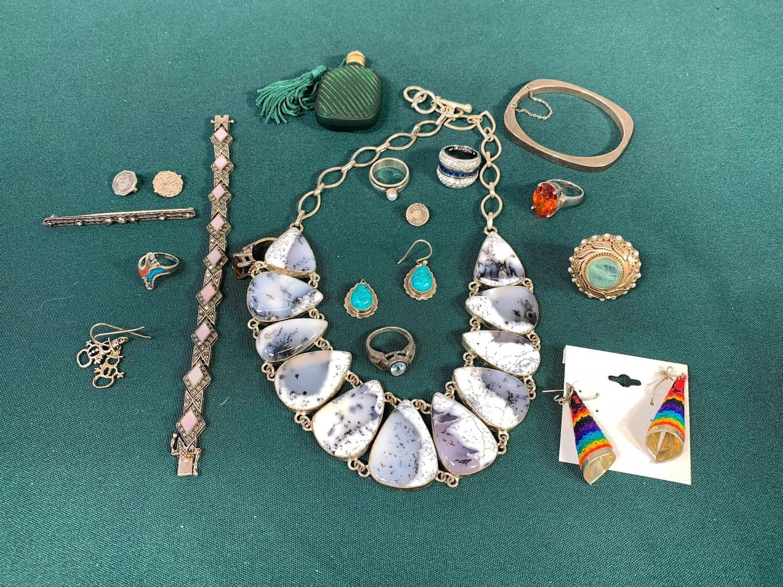 Group Lot of Mostly Sterling Silver Jewelry: In-house shipping is available. Pickup is Friday, August 9th from 11 am to 7 pm at our offices in Carroll, OH 43112 or we will provide in-house shipping for this item. Once packed up we will send you 