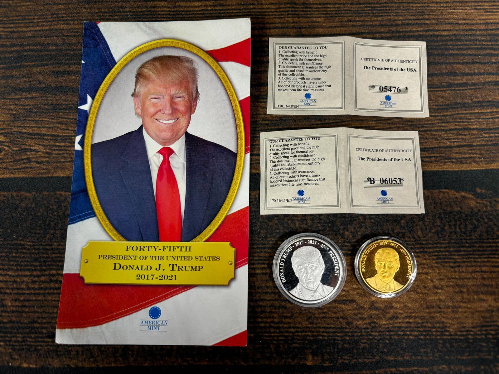 Two Donald Trump Tokens with Paperwork: In-house shipping is available. Pickup is Friday, August 9th from 11 am to 7 pm at our offices in Carroll, OH 43112 or we will provide in-house shipping for this item. Once packed up we will send you 