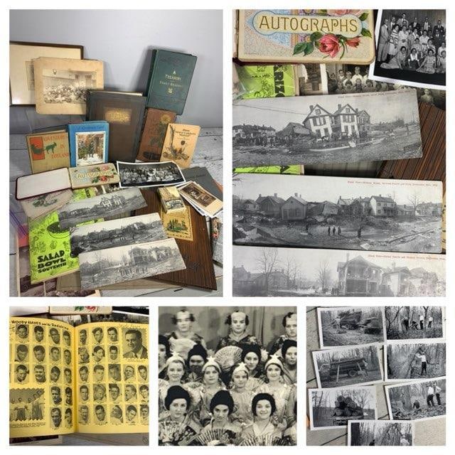 Collection of Vintage Ephemera Including Books, Football Program, Autograph Book, Photos & Postcards: And More. In-house shipping is available. Pickup is Friday, August 9th from 11 am to 7 pm at our offices in Carroll, OH 43112 or we will provide in-house shipping for this item. Once packed up we will