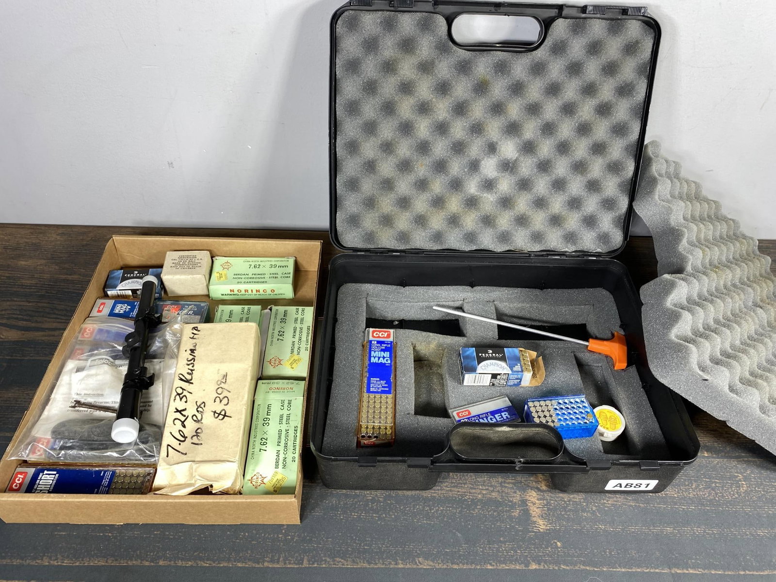 Large Lot assorted 22LR Stinger, 7.62 x 39 Russia Ammunition: Plus a gun case. In-house shipping is available. Pickup is Friday, August 9th from 11 am to 7 pm at our offices in Carroll, OH 43112 or we will provide in-house shipping for this item. Once packed up 
