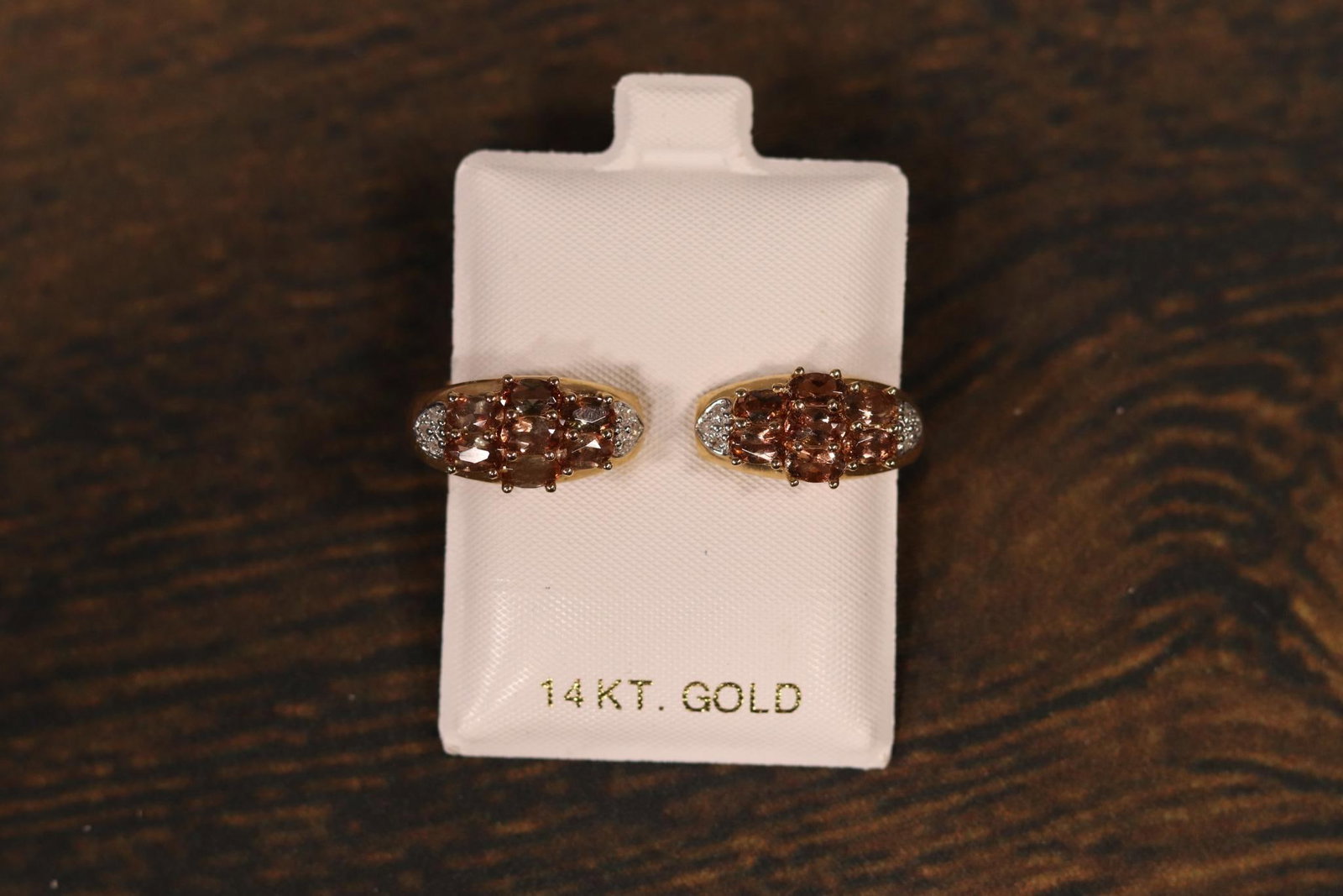 Pair 14k yellow gold diamond, brown gemstone earrings 6.08 grams: Each 19.5 high. In-house shipping is available. Pickup is Friday, August 9th from 11 am to 7 pm at our offices in Carroll, OH 43112 or we will provide in-house shipping for this item. Once packed up w