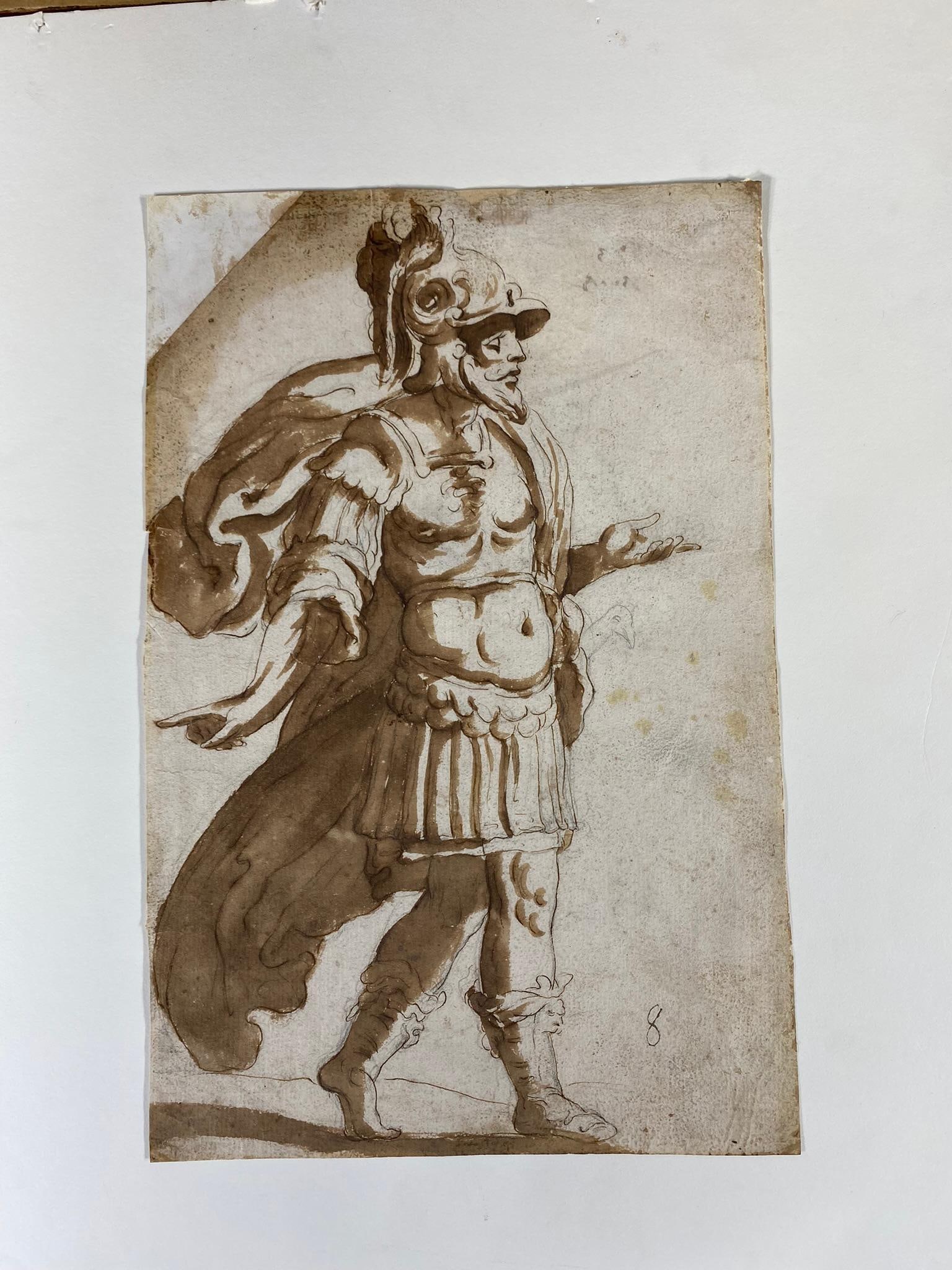 Roman Soldier, Pen and Brown Ink, attributed to Giulio Cesare Procaccini (1574-1625) (1 of 11)