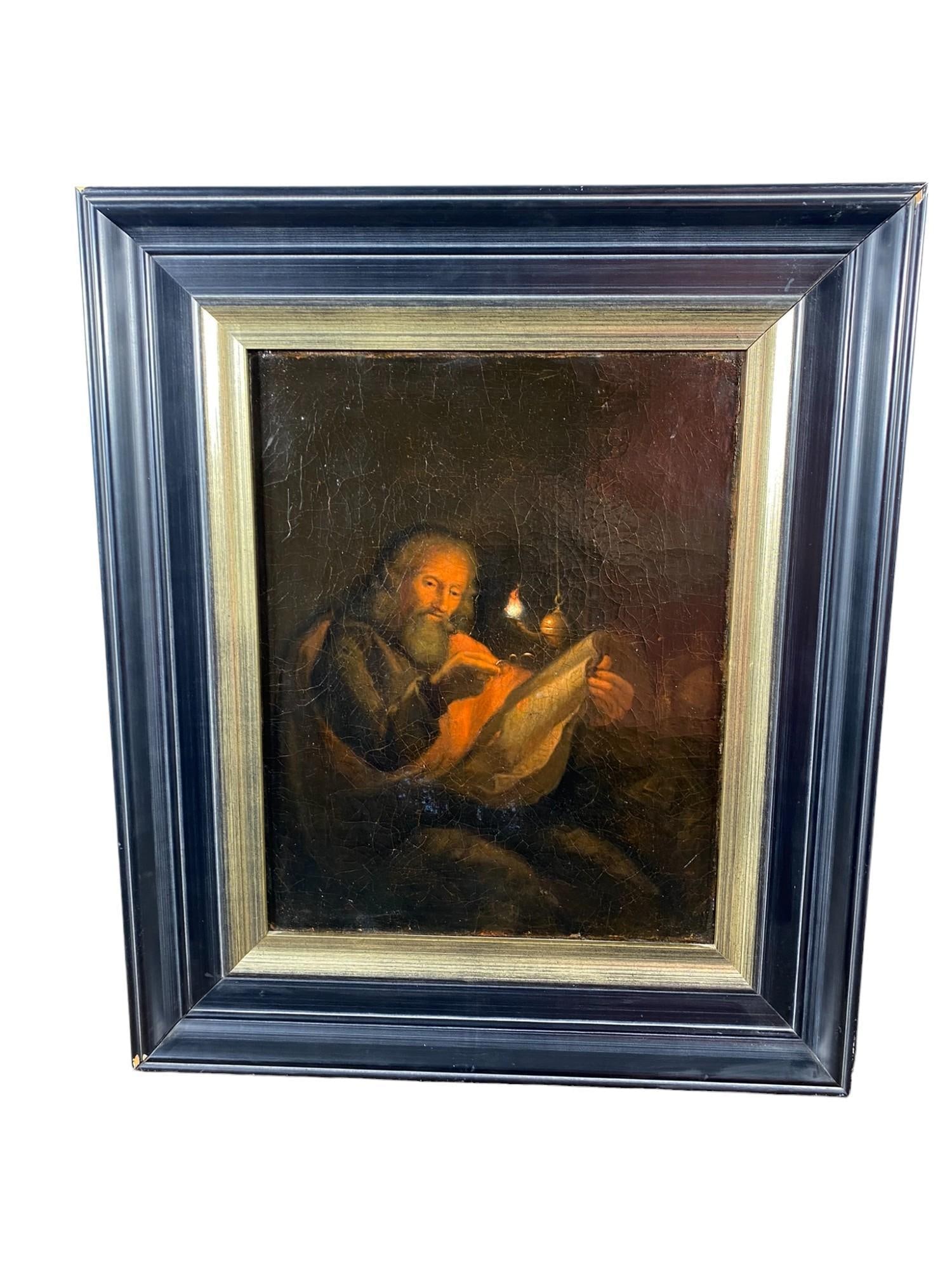 Man Reading by Candlelight, Oil on Canvas, Dutch 17th c. Circle of Godfried Schalck (1 of 12)