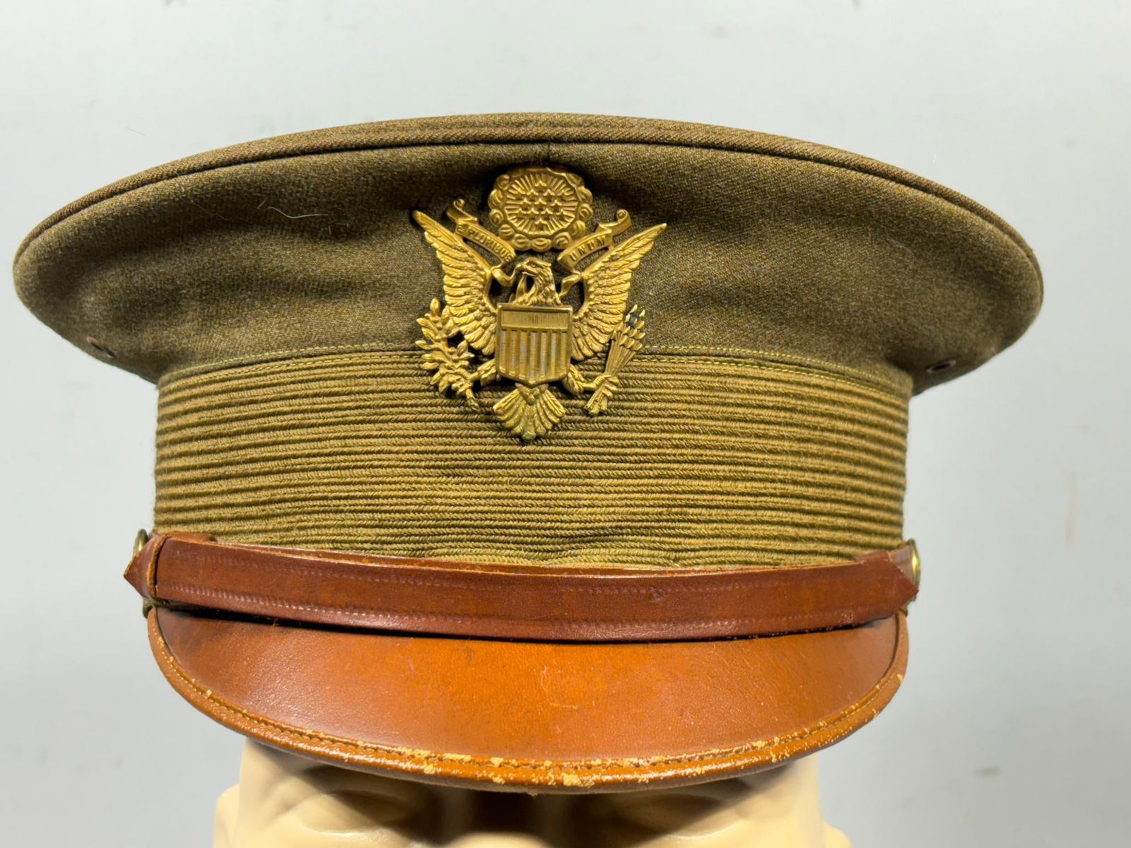 Pre WWII M1926 U.S. Army Officer's Hat - Cap - Identified: Pre World War Two M1926 officer's cap. size 7 & 1/8. Very Good - excellent condition with only a few tiny abrasions along the back edge. This hat is identified "H. Burton" under the sweat band. In-hou