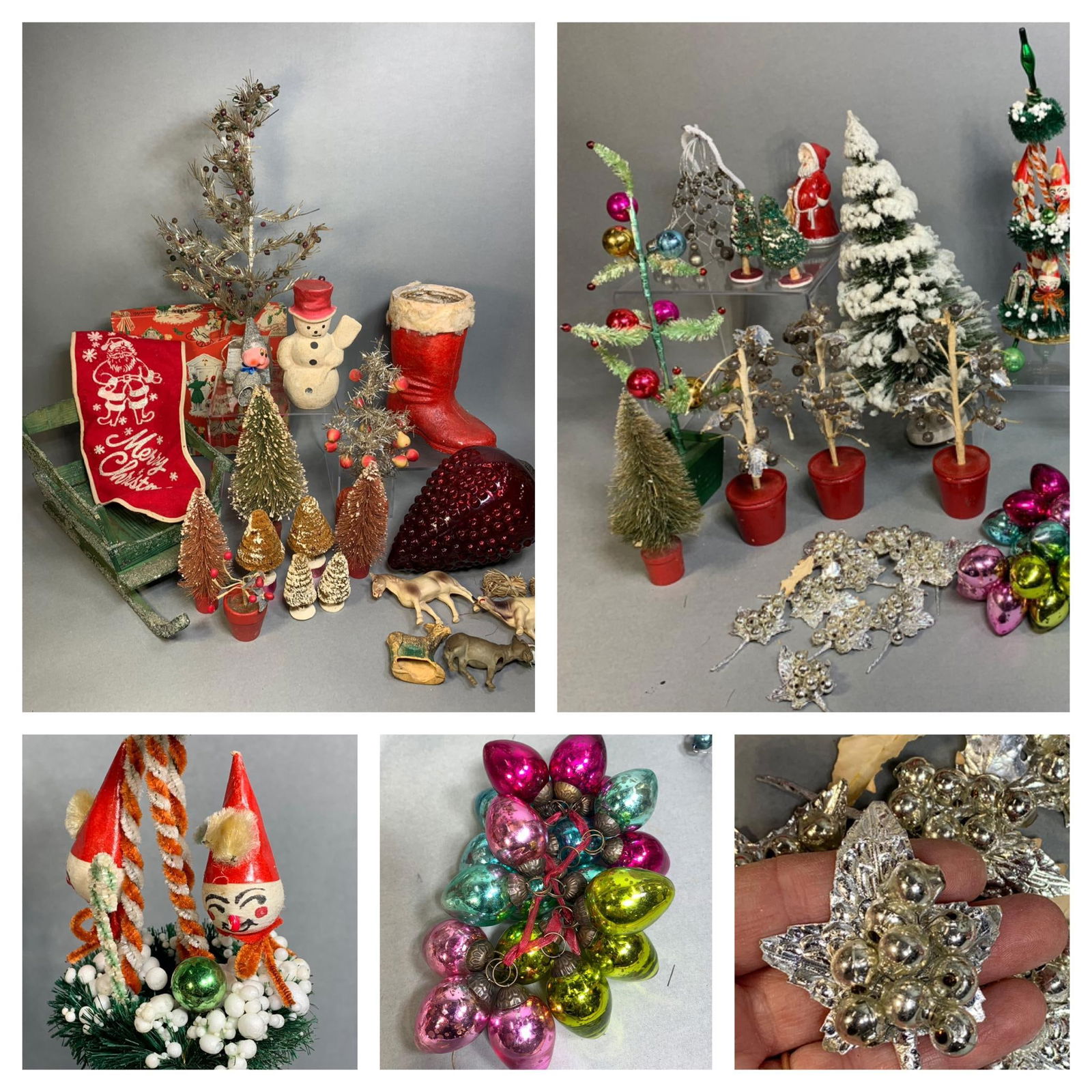 Lot of Vintage Christmas Decorations: Folk Art Pieces, Goebel Figurine, Glass Ornaments & More (1 of 20)