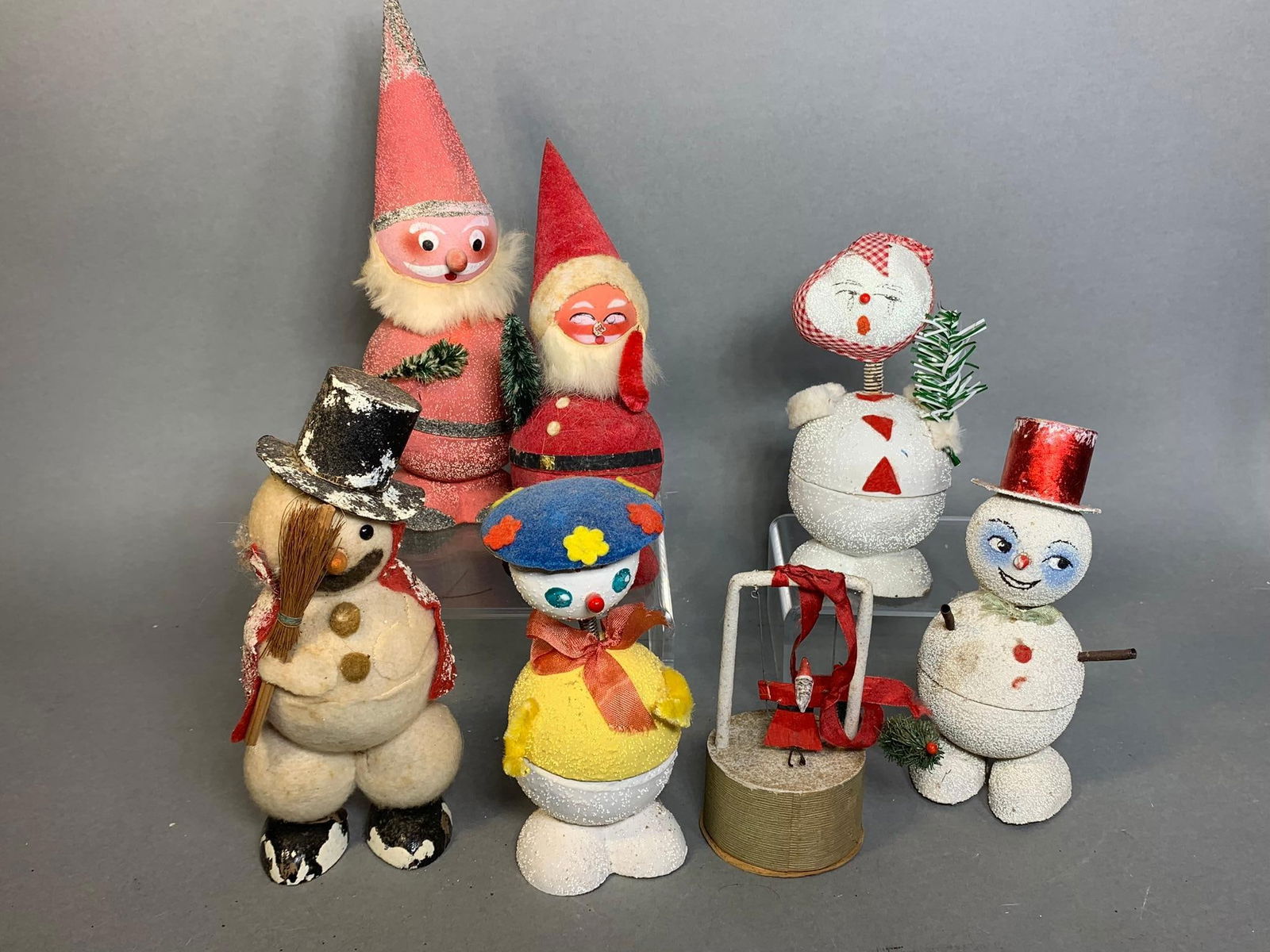 Group of Santa and Snowmen Pulp Candy Containers Made in Western Germany USA Zone Some Nodders Chris (1 of 20)