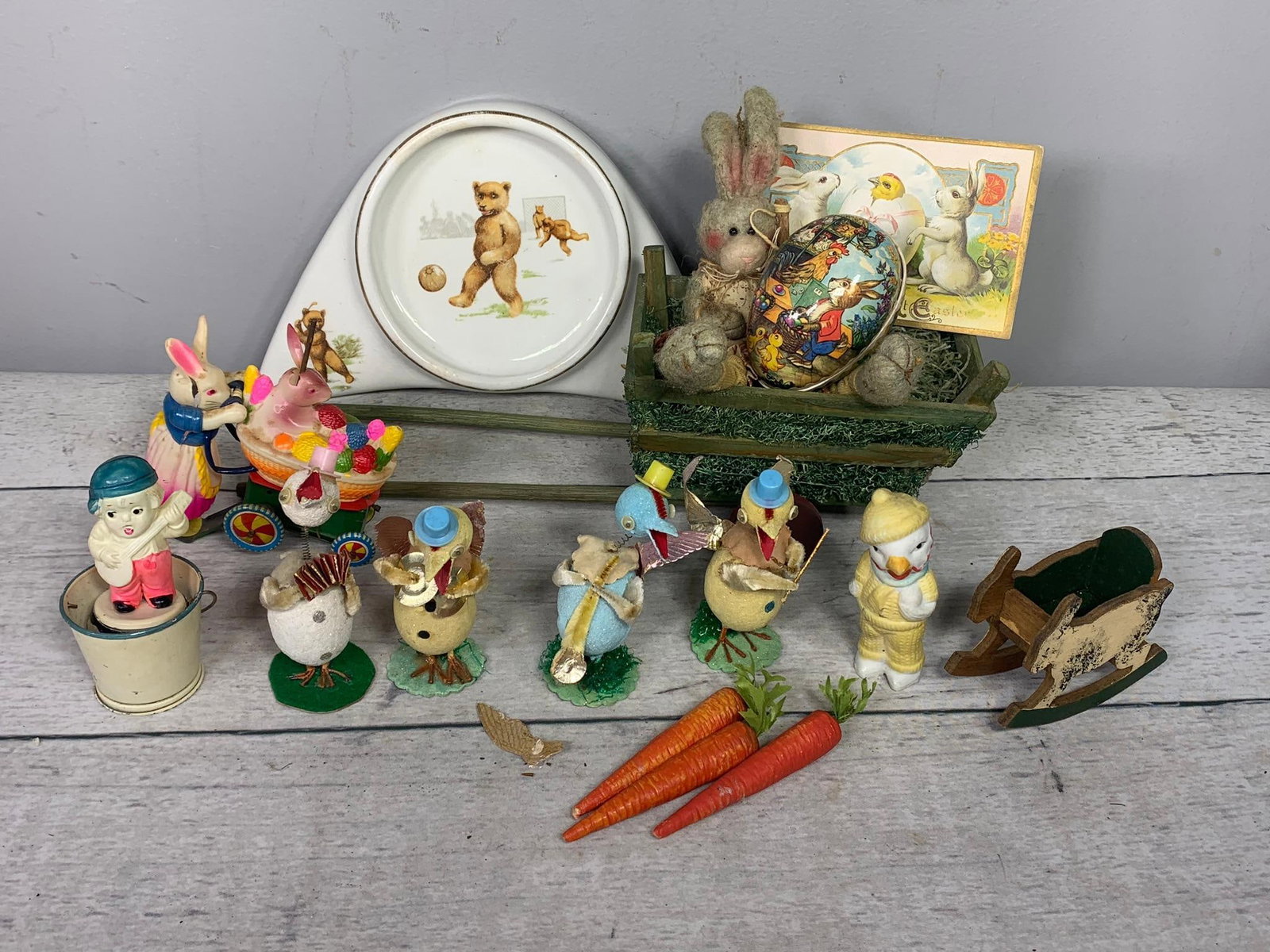 Vintage Easter Decor: Bobber Chicks, Bunny Rabbits, Baby High Chair Plate, Eggs and More (1 of 18)