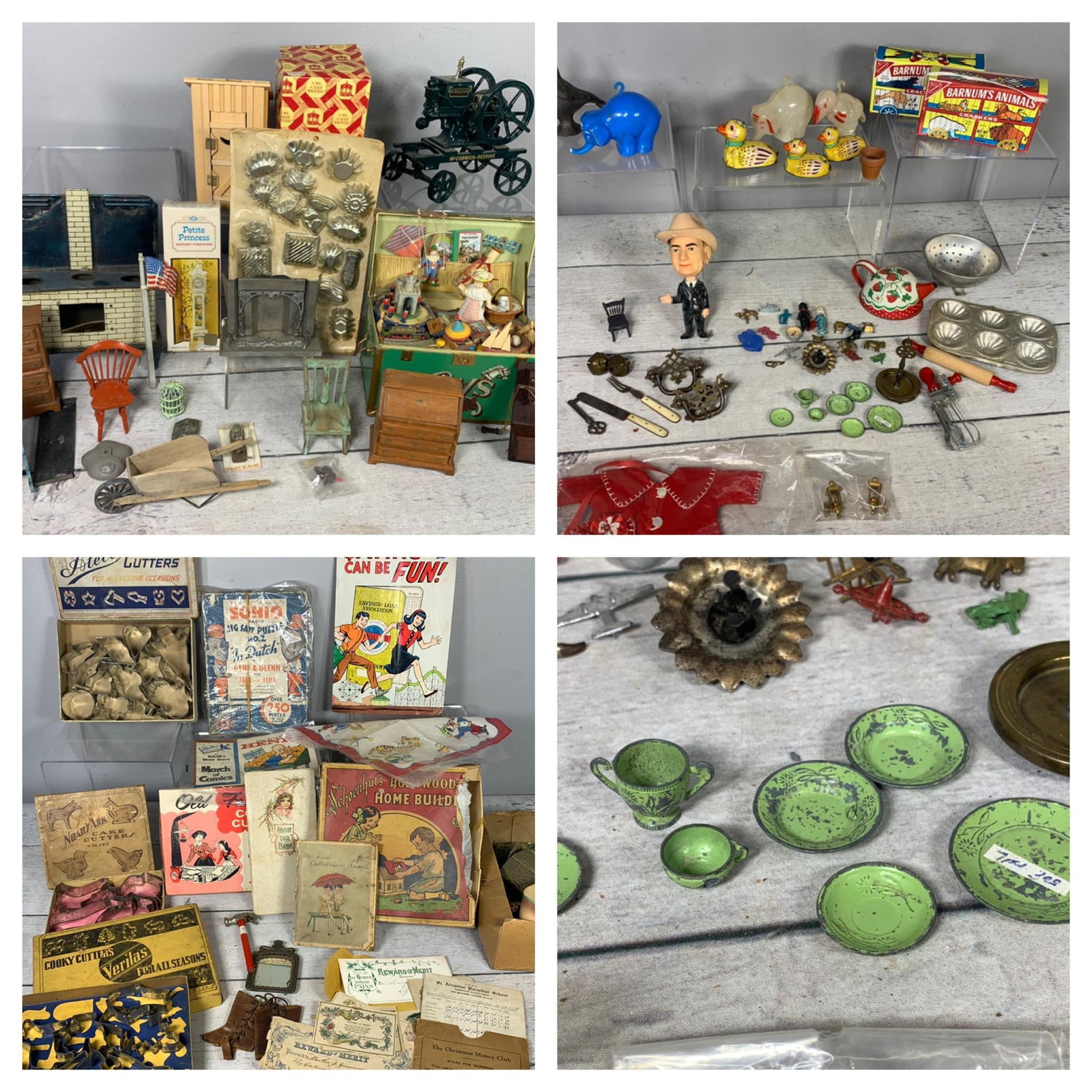 Vintage Cookie Cutters, Ephemera, ERTL Tractor, Tin Litho, Miniature Dollhouse Furniture & More (1 of 20)