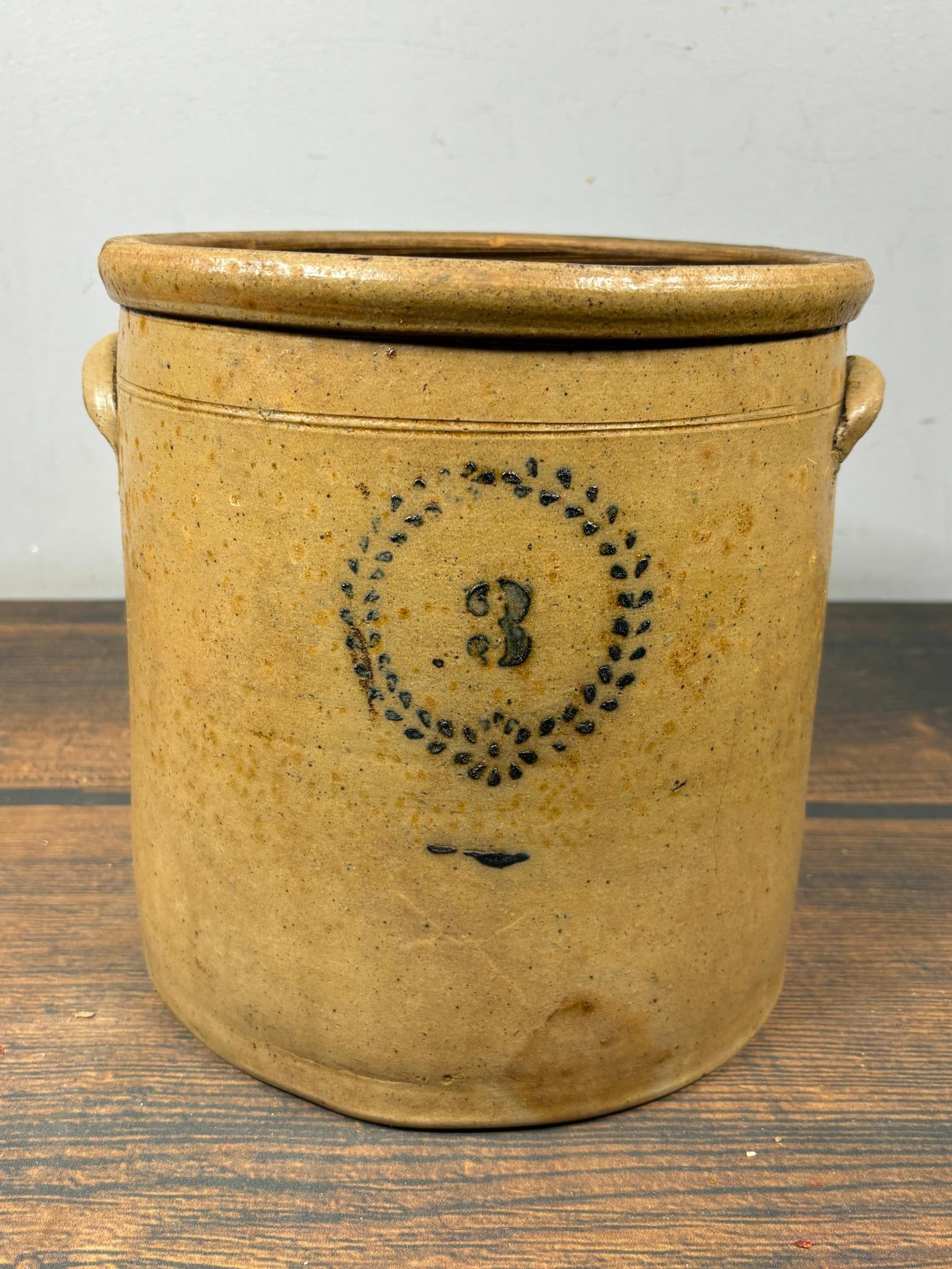 Antique Cobalt Blue Decorated 3 Gallon Stoneware Crock (1 of 15)