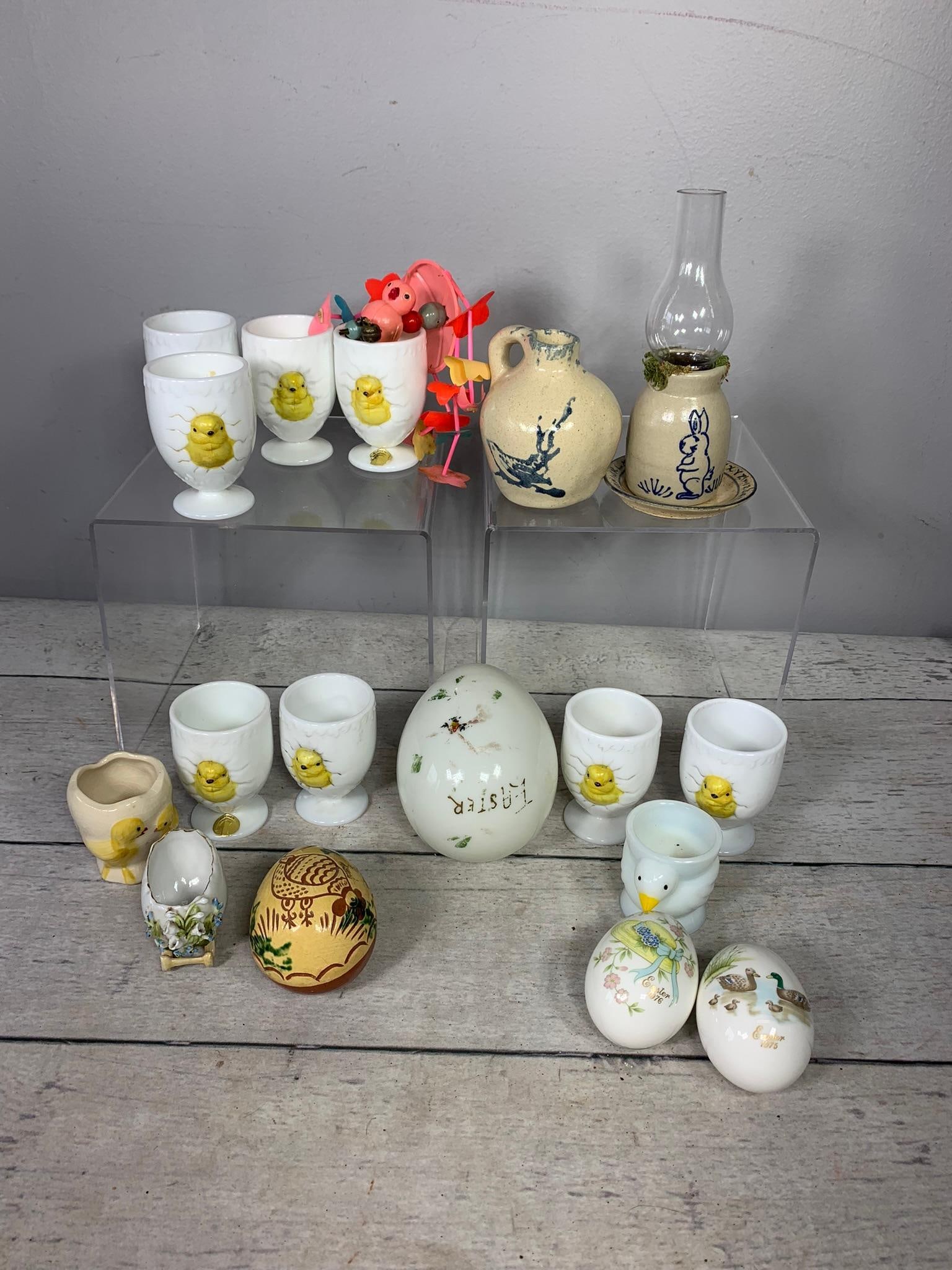 Vintage Chicks and other type of egg cups, Easter Eggs with various decoration, Pottery and More (1 of 14)