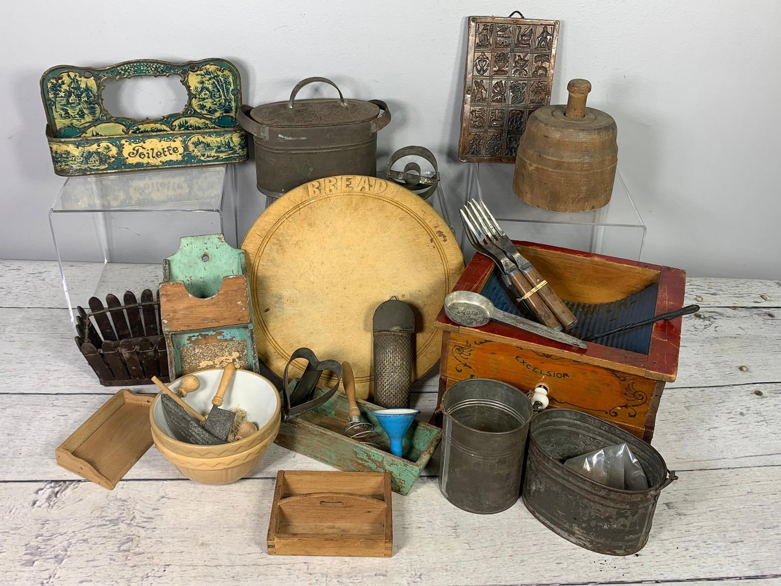Antique Wood Butter Form, Antique Tin Forms, Cookie Presses, Cutters, Kitchen Tools and More (1 of 14)