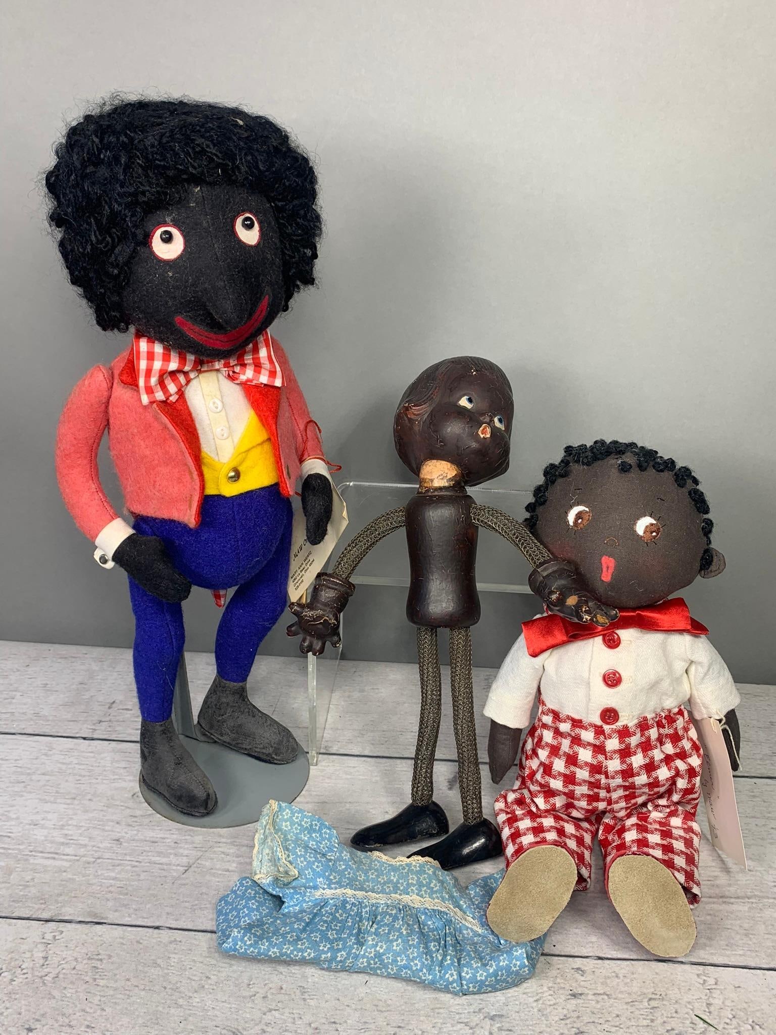 Two Mary Anne Werth Folk Art Black Americana Dolls and an Antique Folk Art Doll (1 of 20)