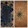 Antique Primitive Lamb's Tongue Wool Penny Rug and an Antique Paisley Tapestry