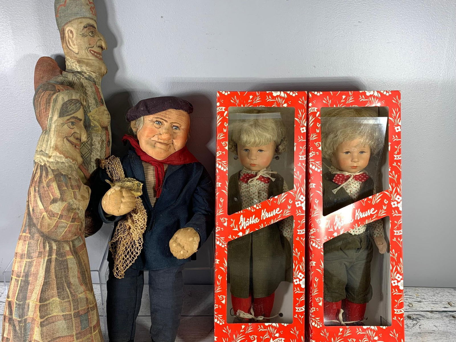 Vintage Kathe Kruse Germany Dolls in Box and Antique Pair of Printed Stuff Dolls and Sailor Doll (1 of 14)