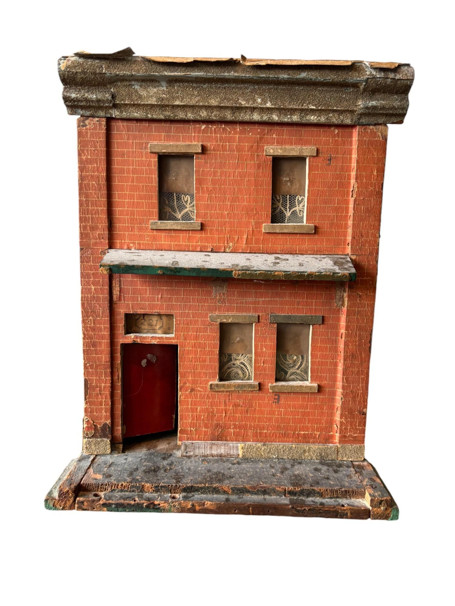 Antique Late 19th/Early 20th Century Folk Art Dollhouse Model House or Commercial Building (1 of 16)