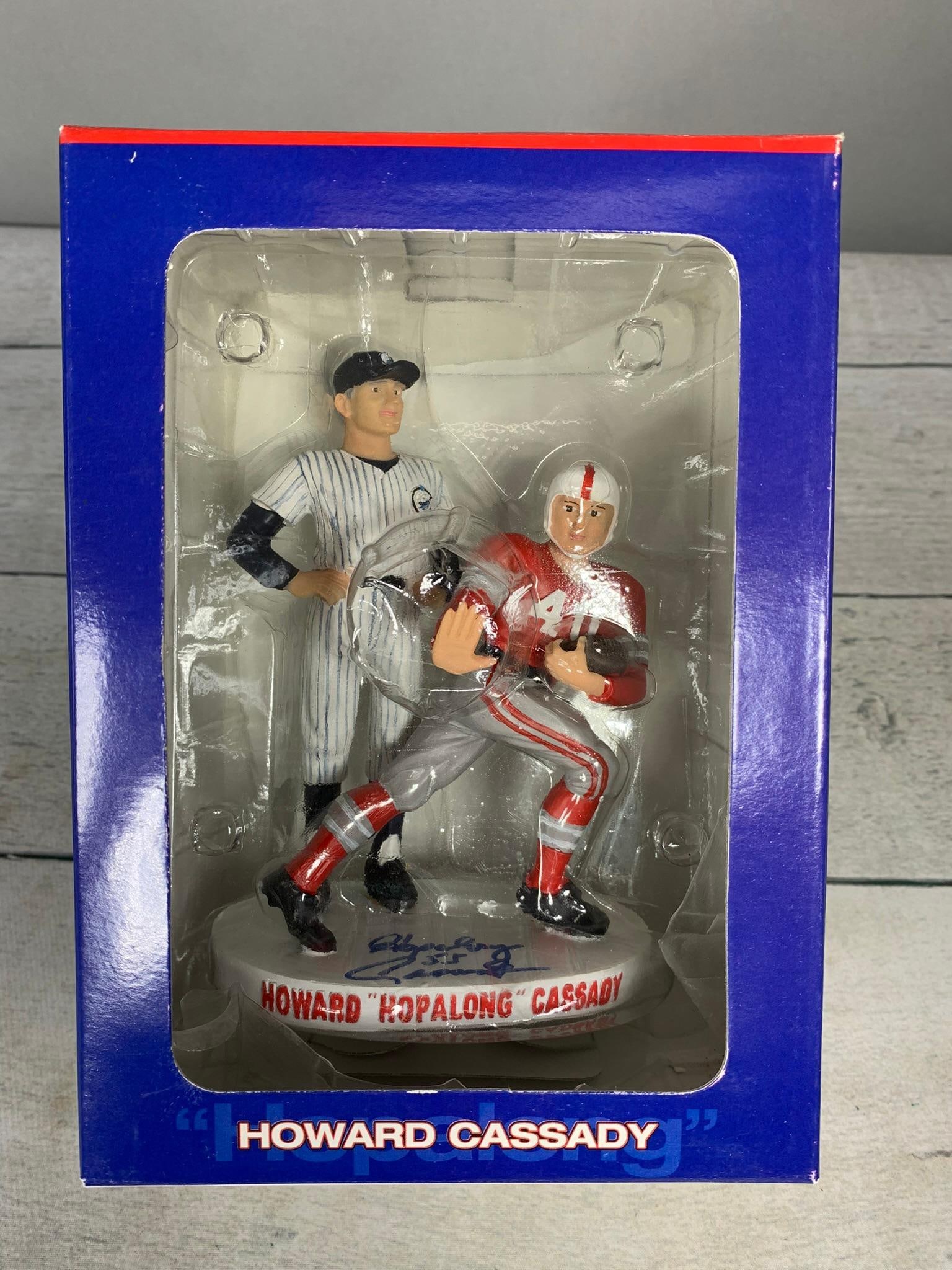 Autographed Hopalong Cassady Figures as Ohio State Player and Columbus Clippers Coach: In-house shipping is available. Open pickup is Thursday, Nov. 21 from 10 am to 7 pm at our offices in Carroll, OH 43112 or we will provide in-house shipping for this item. We charge $5/lot if you want