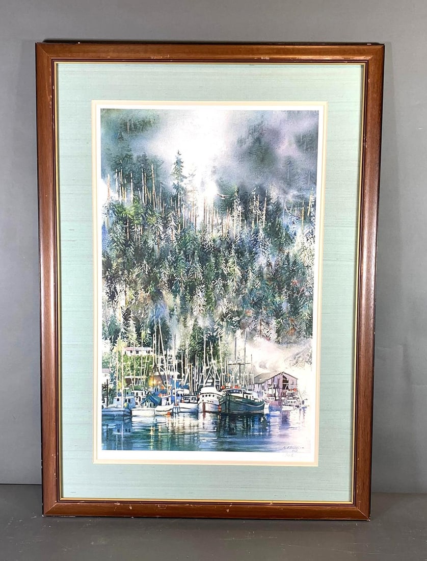 Nita Engle (1925-2019) Lithograph Print of her Watercolor "Mountain Cove" 1982 (1 of 9)