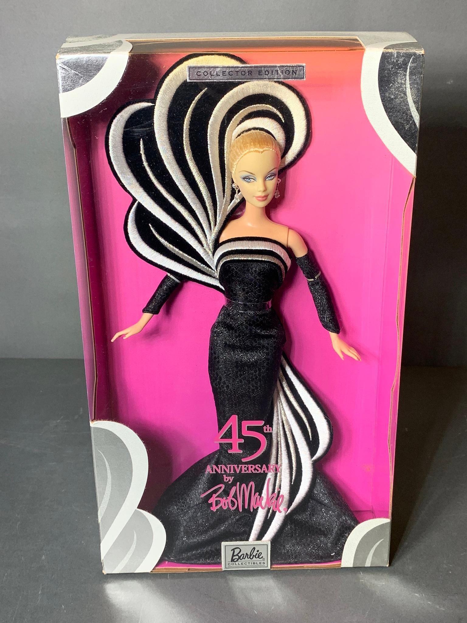 Vintage Bob Mackie 45th Anniversary Barbie Doll: In original box. In-house shipping available. Pickup is Monday, April 7 from 1 pm to 7 pm at our offices in Lancaster, OH 43130 or we will provide in-house shipping for this item. We charge a $5/lot f