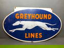 Antique Greyhound Bus Lines Porcelain Flange Sign Double Sided