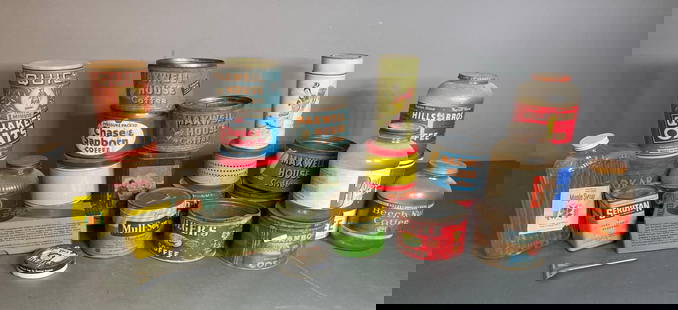 Group of Vintage Coffee Tins, Quaker Oats Container, Maple Syrup Bottle and More: In-house shipping available. Pickup is Wednesday, April 30 from 1 pm to 7 pm at our offices in Lancaster, OH 43130 or we will provide in-house shipping for this item. We charge a $5/lot fee if you pic