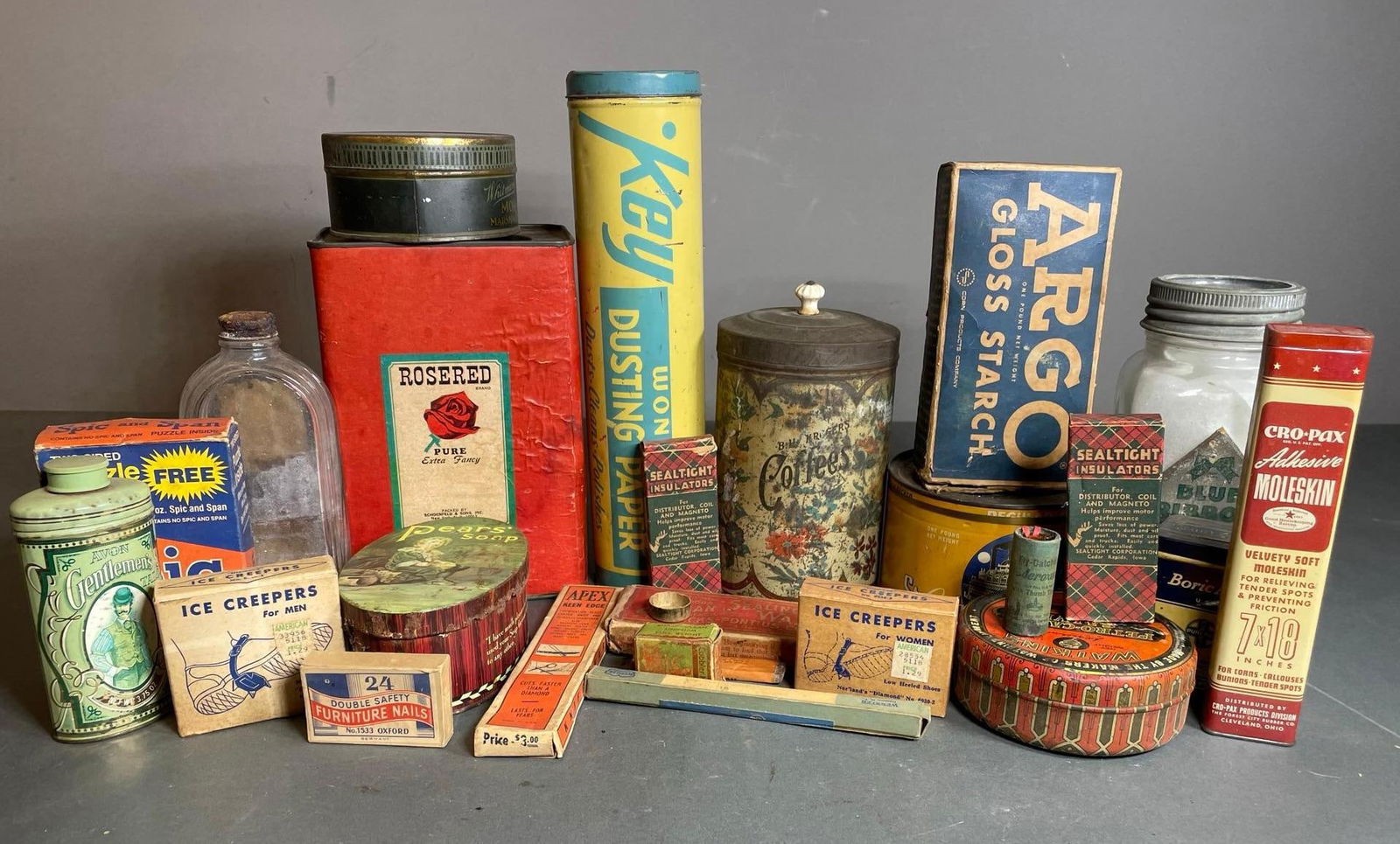 Group Lot of Product Related Tins, Jars and Boxes (1 of 7)