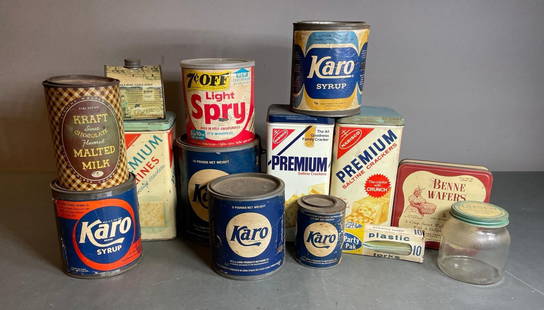 Group of Product Tins Including Karo Syrup, Premium Crackers, Light Spry and More: In-house shipping available. Pickup is Wednesday, April 30 from 1 pm to 7 pm at our offices in Lancaster, OH 43130 or we will provide in-house shipping for this item. We charge a $5/lot fee if you pic