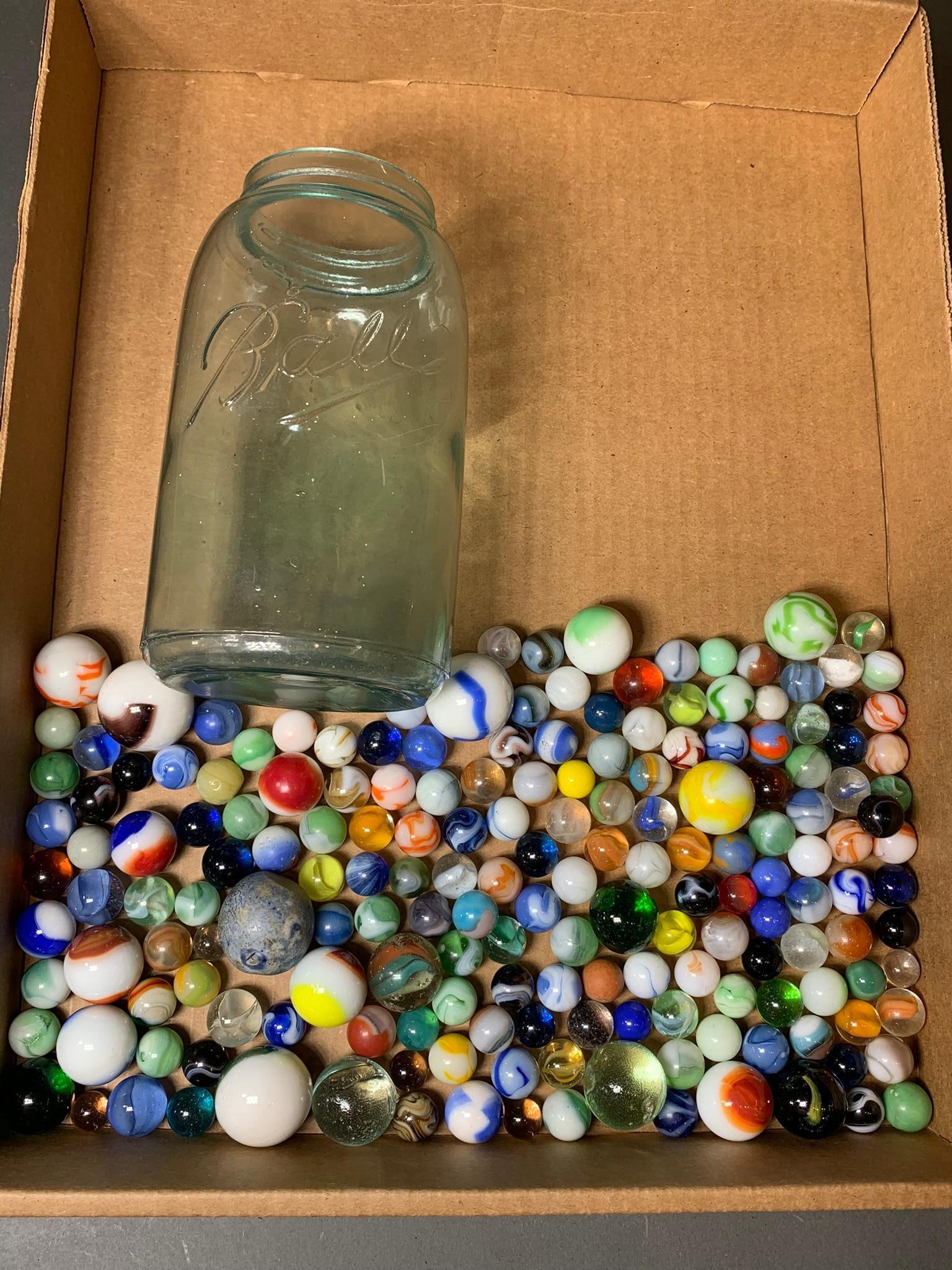 Group Lot of Vintage Glass Marbles and Shooters Some Uranium and Glass Ball Jar (1 of 16)